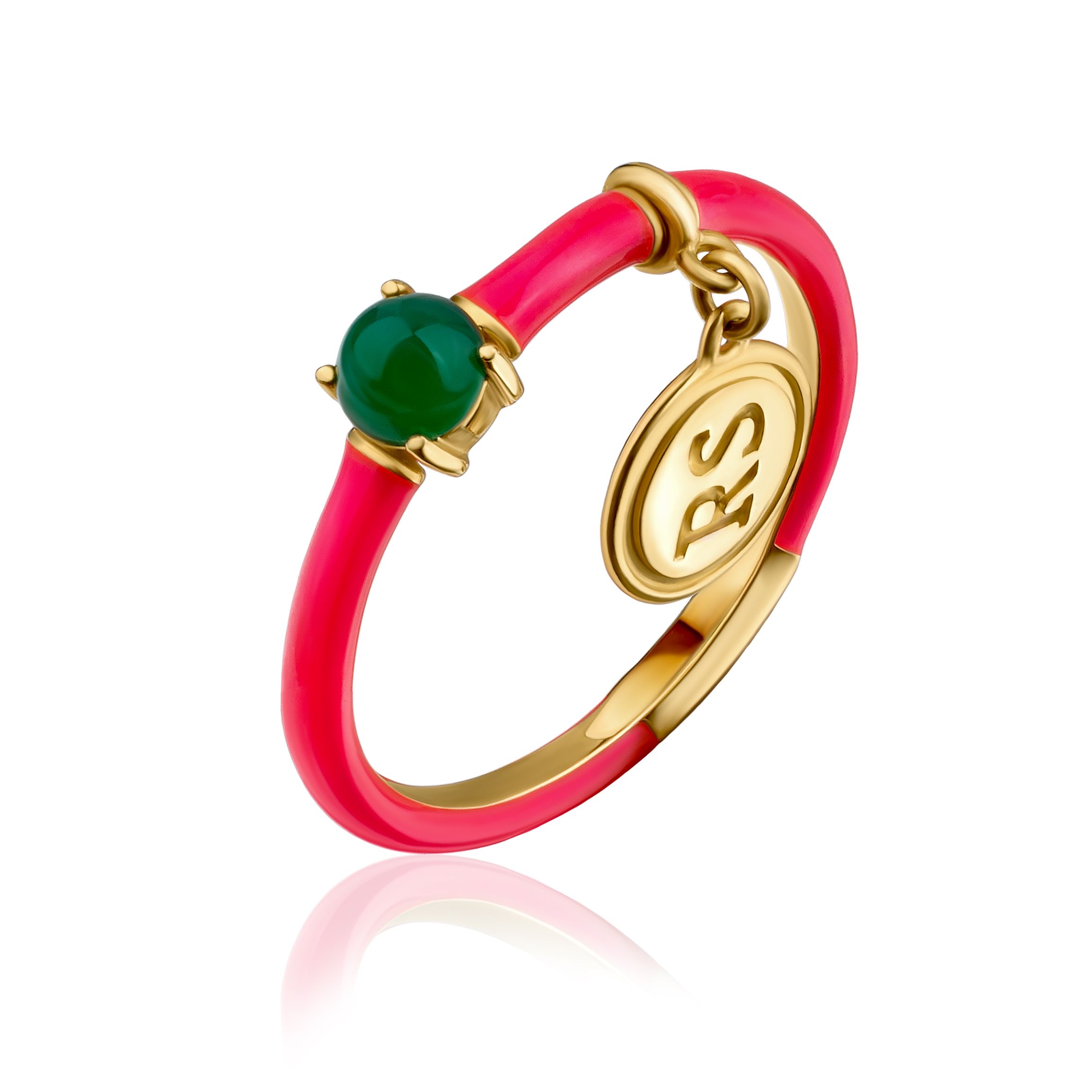 Кольцо из желтого золота с хризопразом