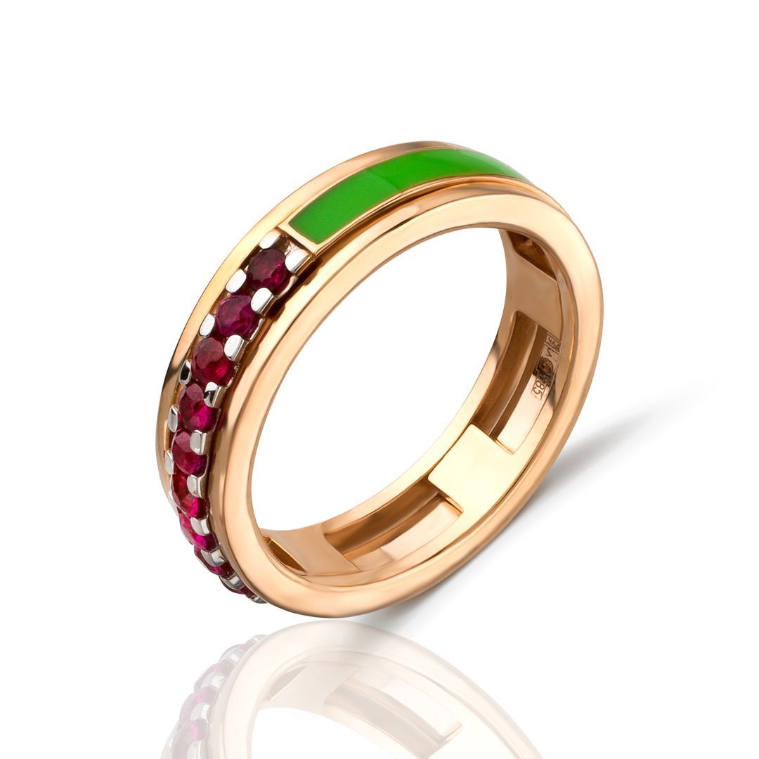 Кольцо из красного золота с рубинами