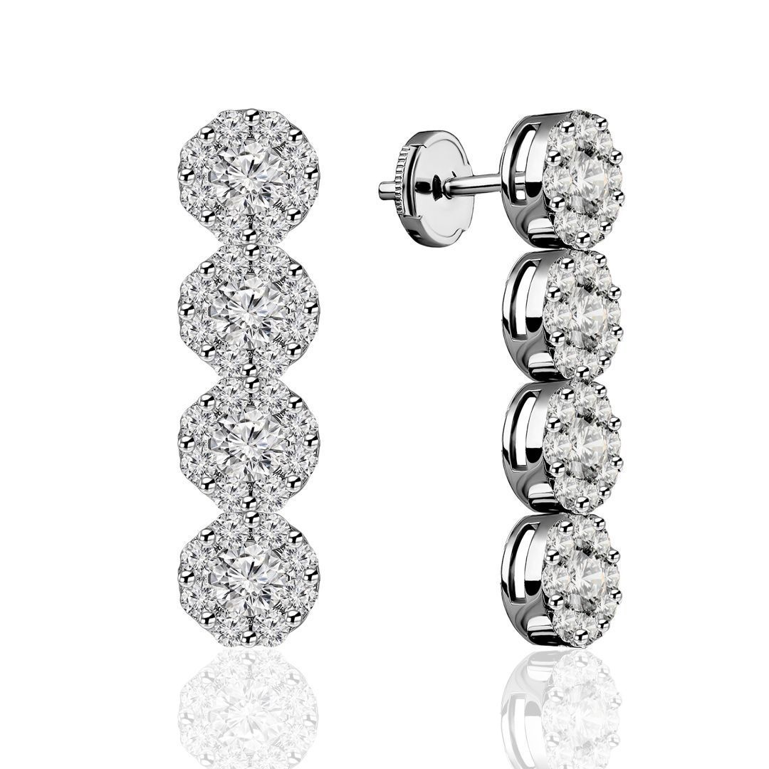 Пусеты из белого золота с бриллиантами