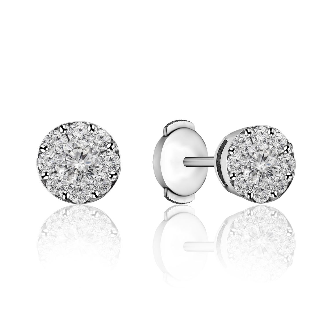 Пусеты из белого золота с бриллиантами