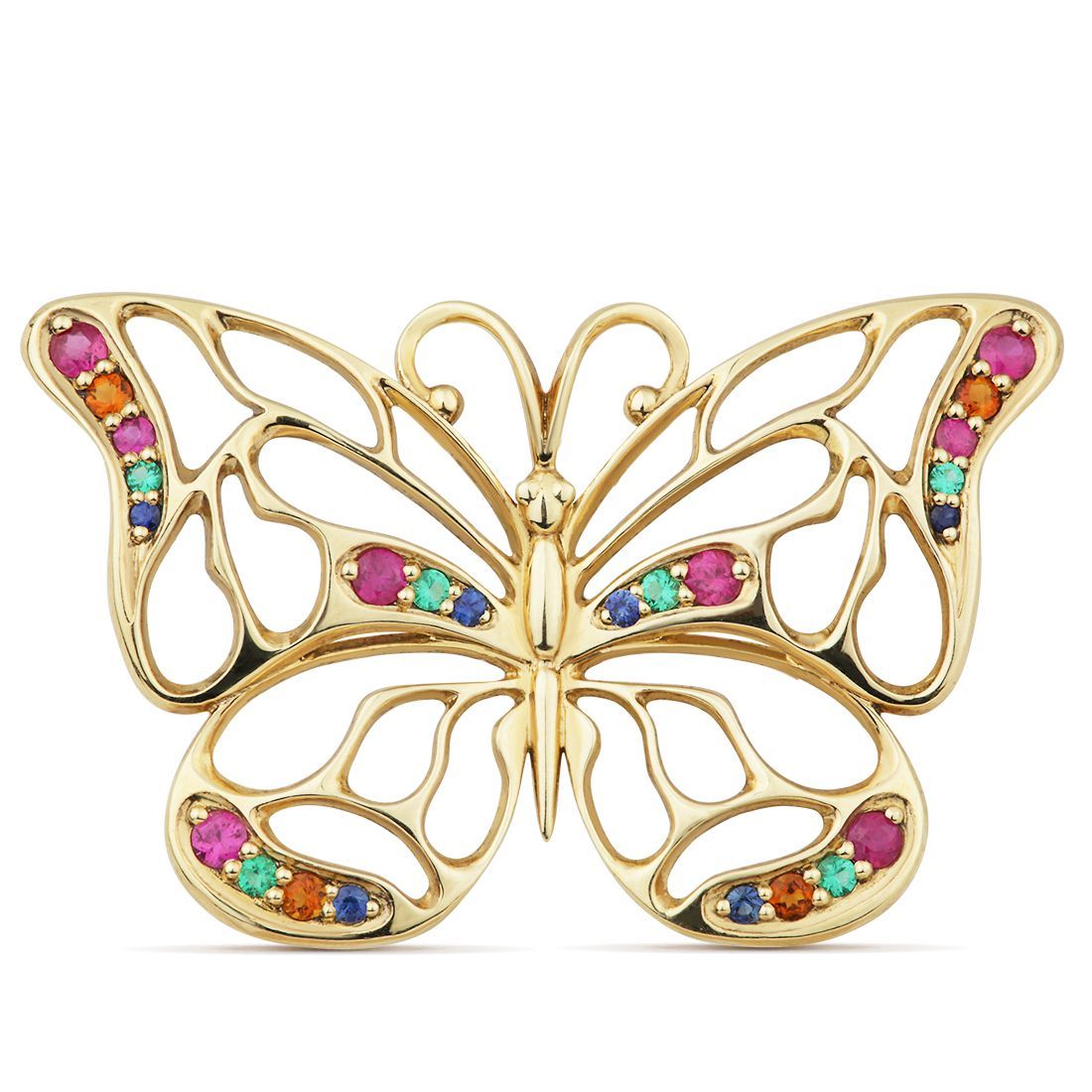 Подвеска из желтого золота с цитринами, рубинами, изумрудами и сапфирами