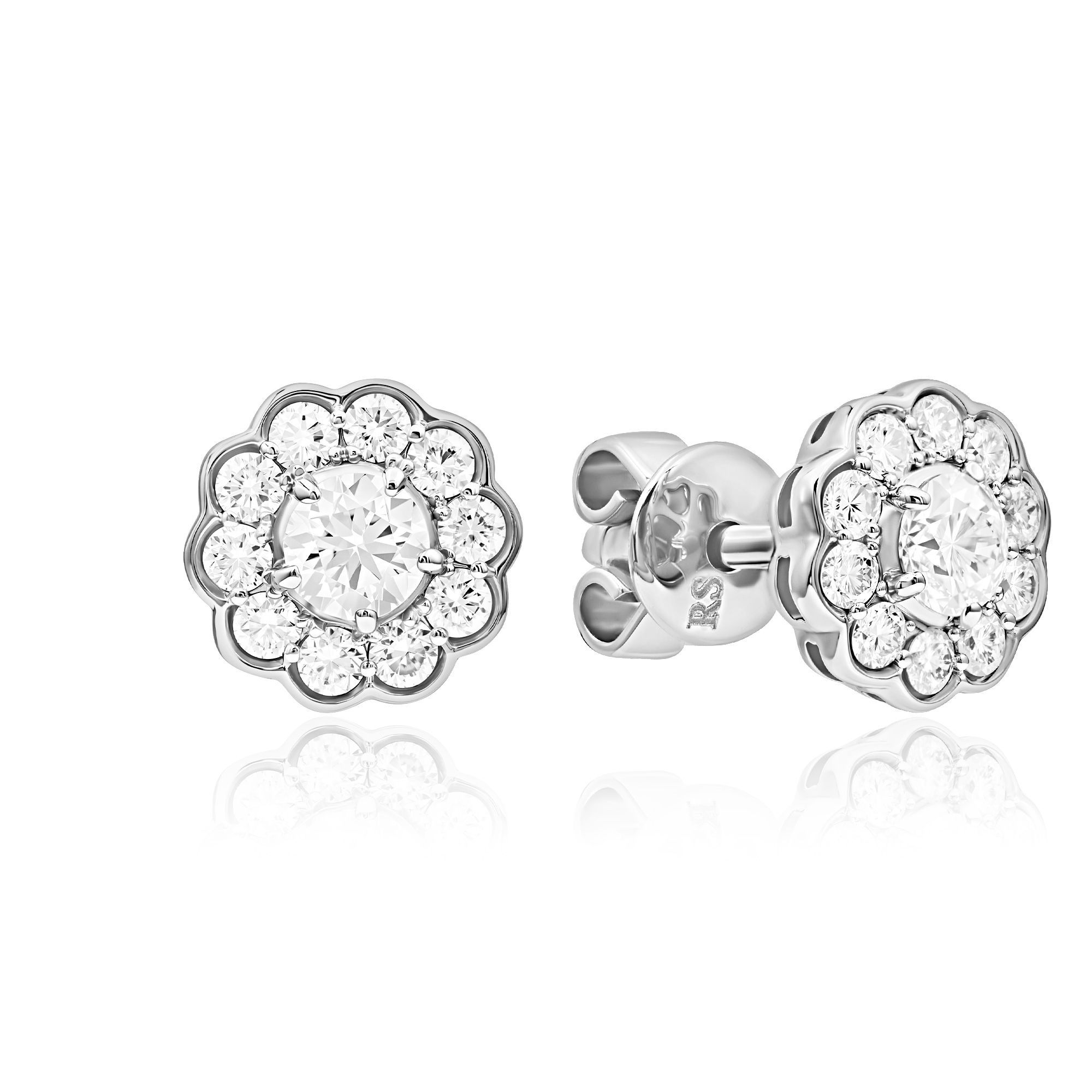 Пусеты из белого золота с бриллиантами