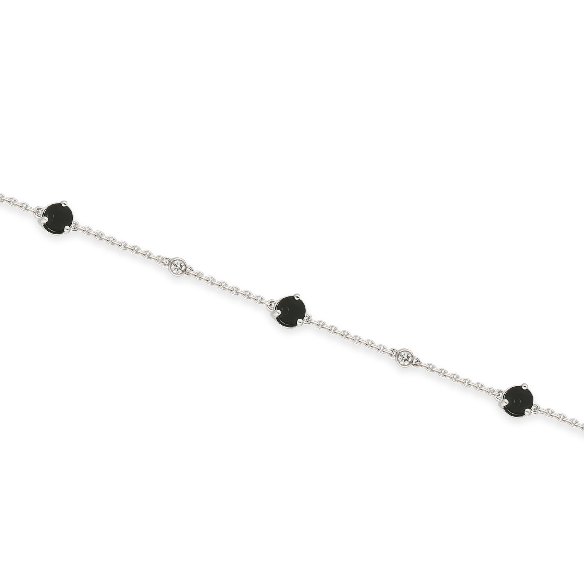 Браслет из белого золота с ониксами и бриллиантами