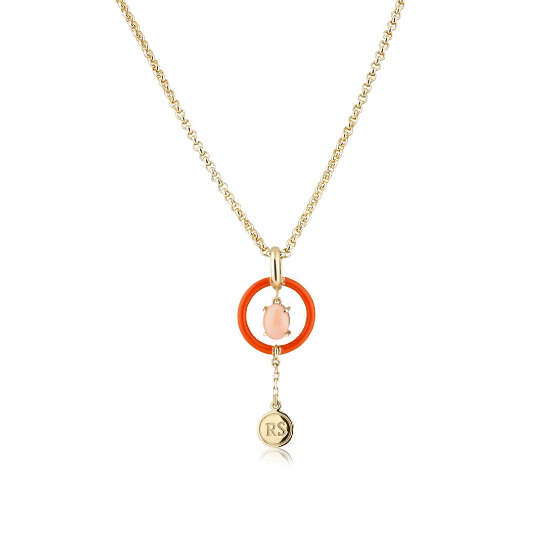 Колье из желтого золота с кораллом