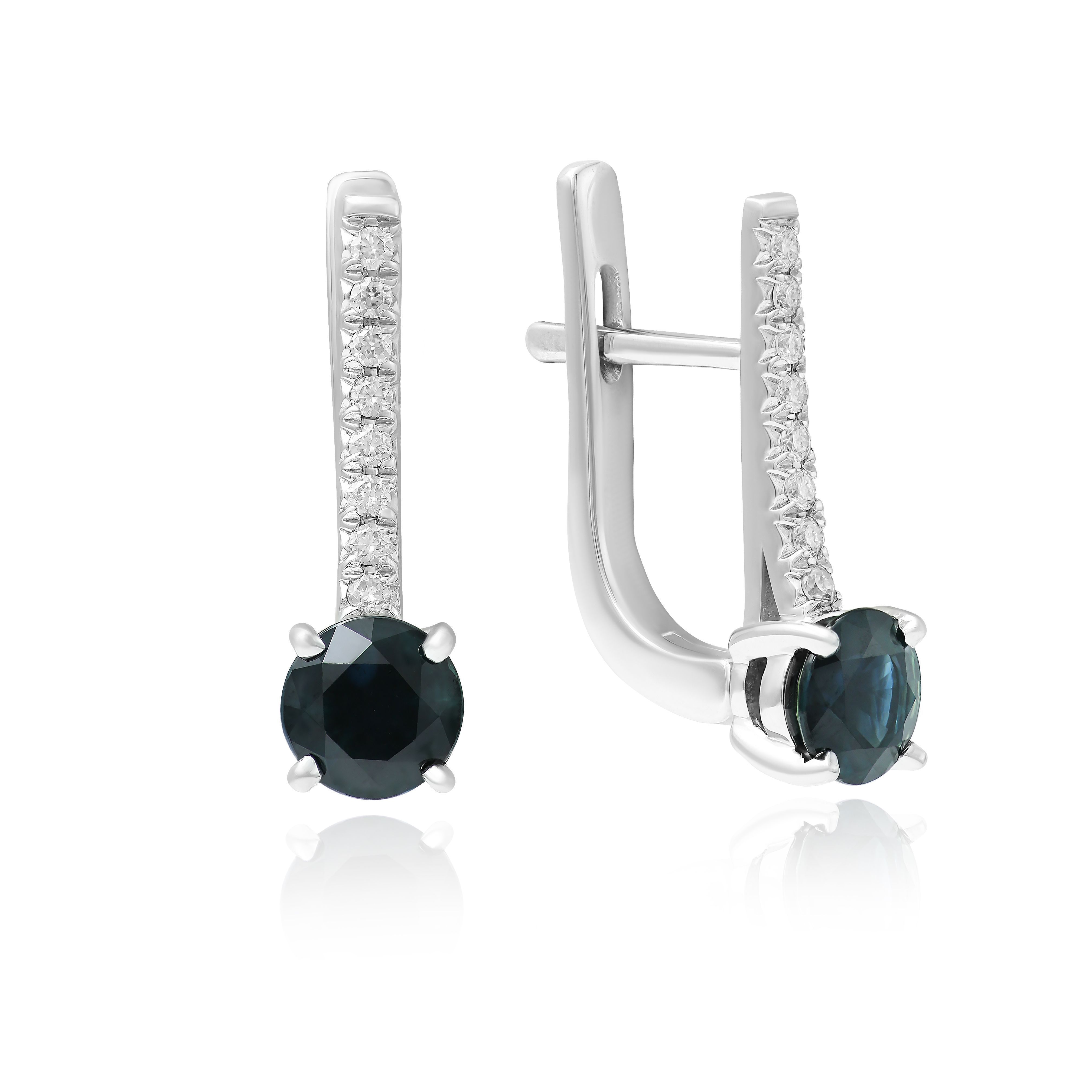 Серьги из белого золота с сапфирами и бриллиантами 