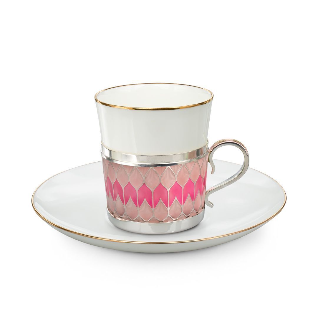 Набор кофейный из серебра с фианитом