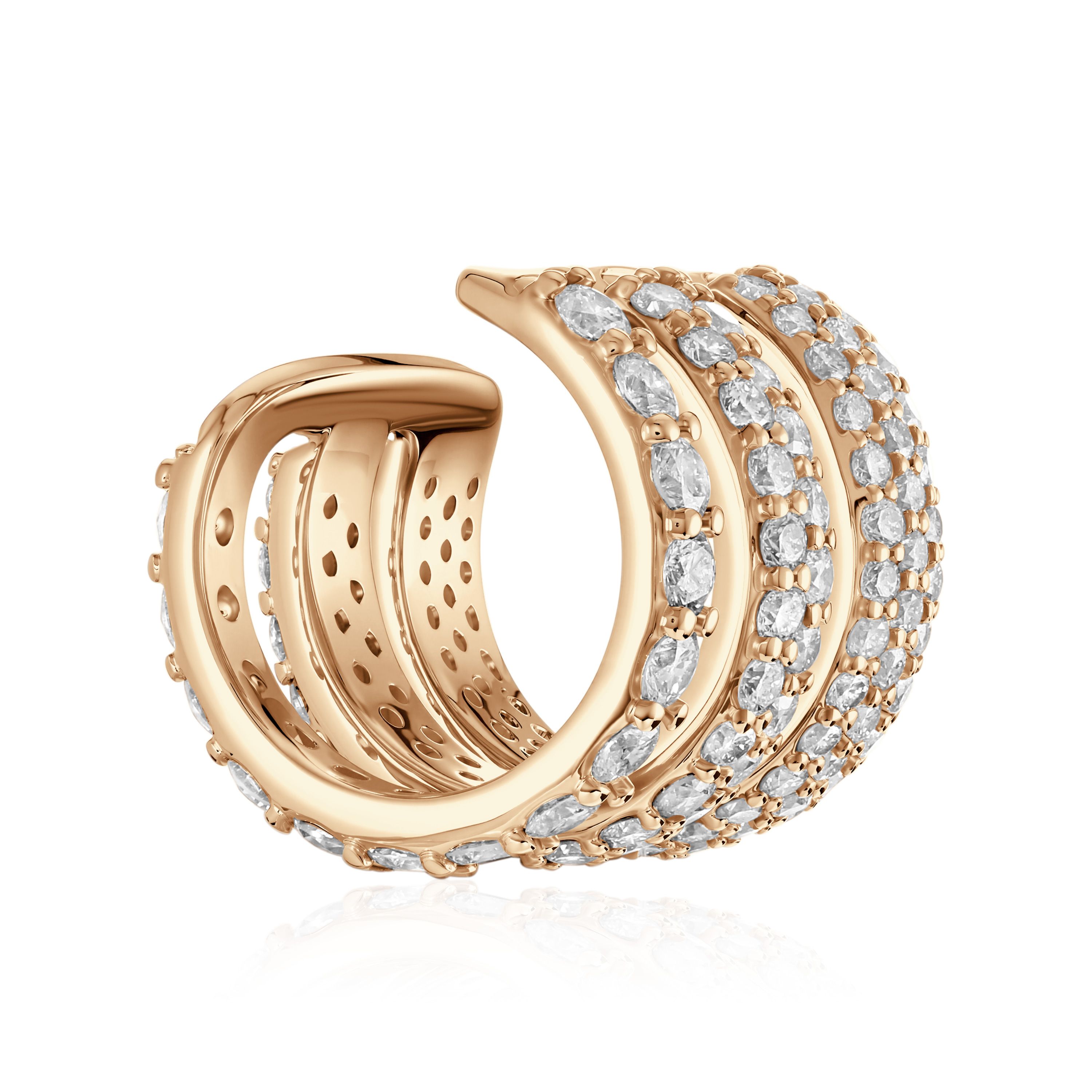 Серьга кафф из желтого золота с бриллиантами