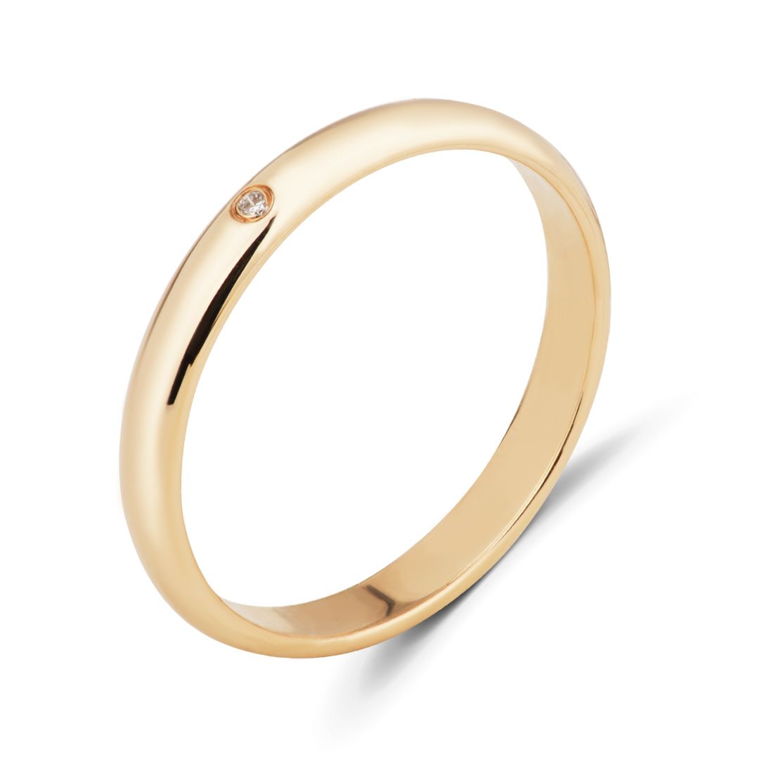 Обручальное кольцо из красного золота с бриллиантом