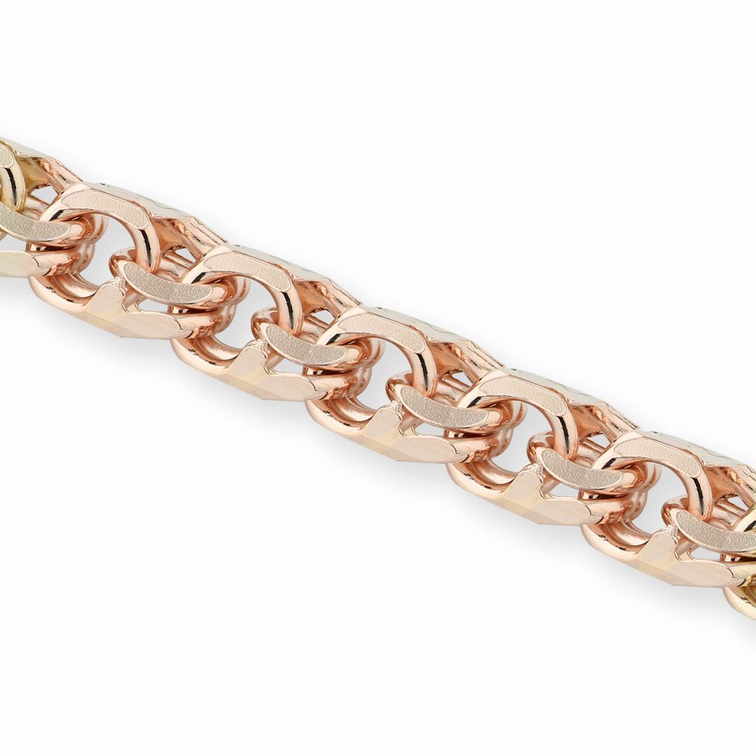 Браслет, плетение «Бисмарк» из красного золота 