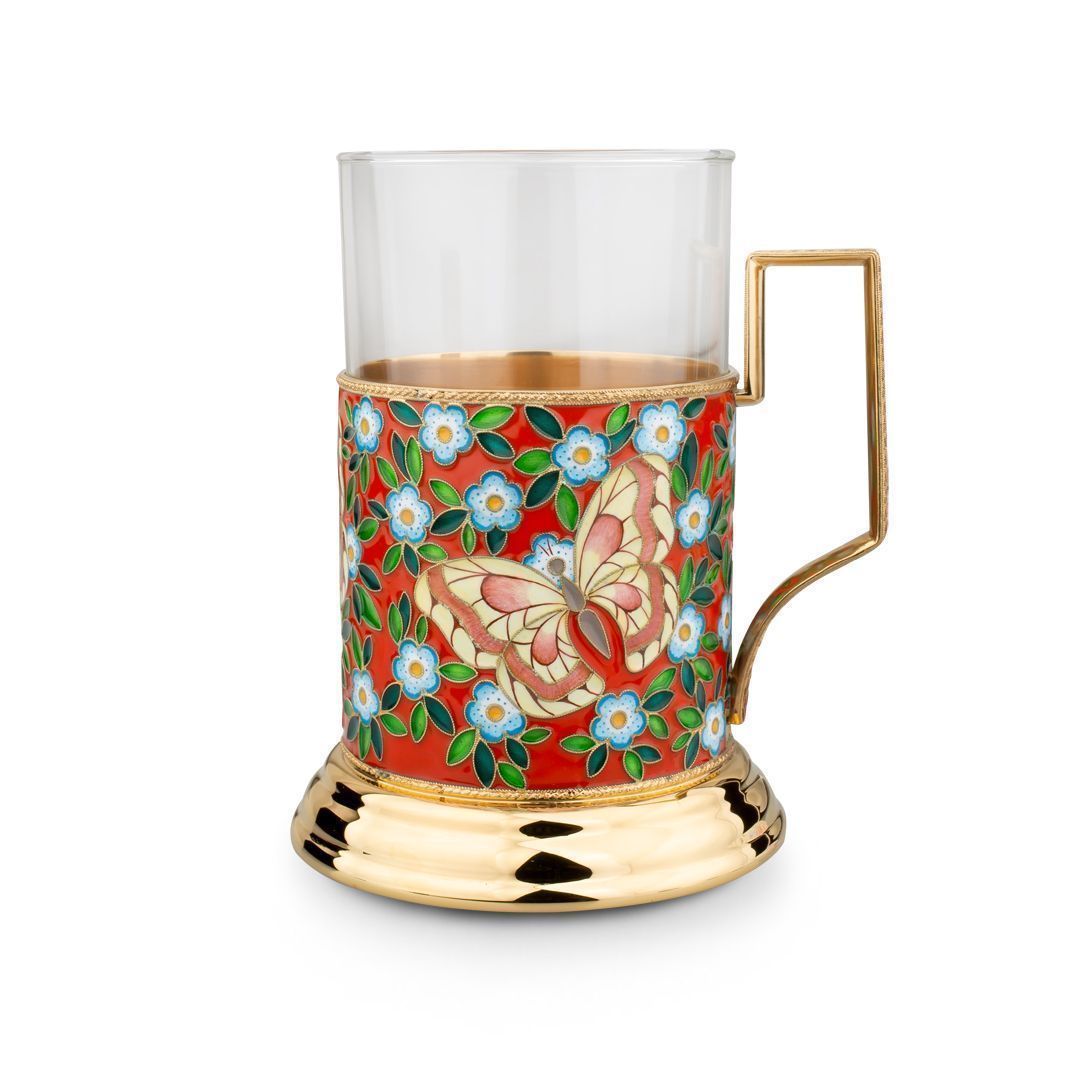 Подстаканник «Бабочки» из серебра