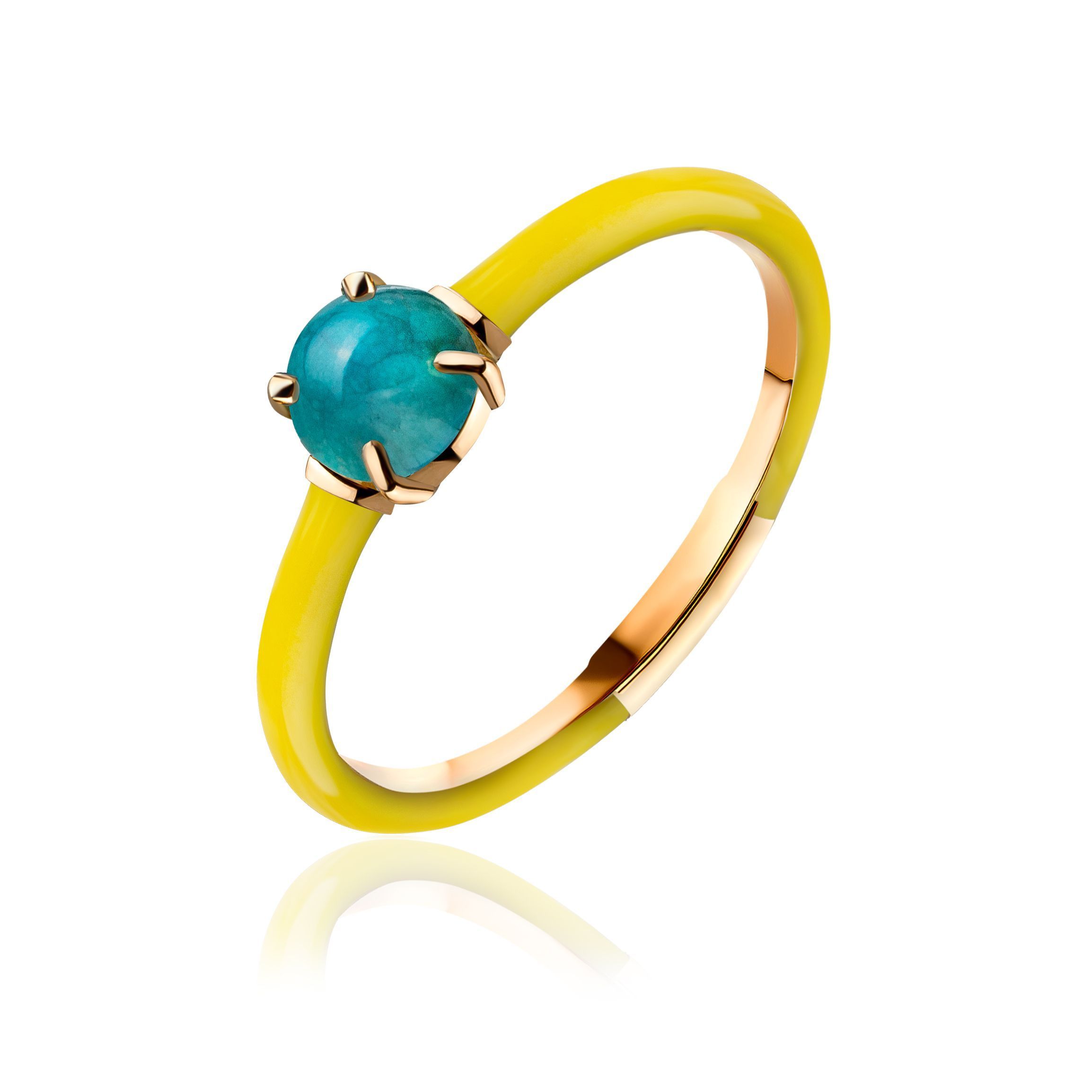 Кольцо из желтого золота с бирюзой