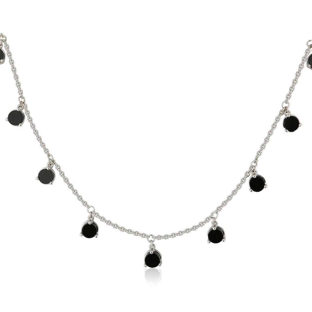 Колье из белого золота с ониксами