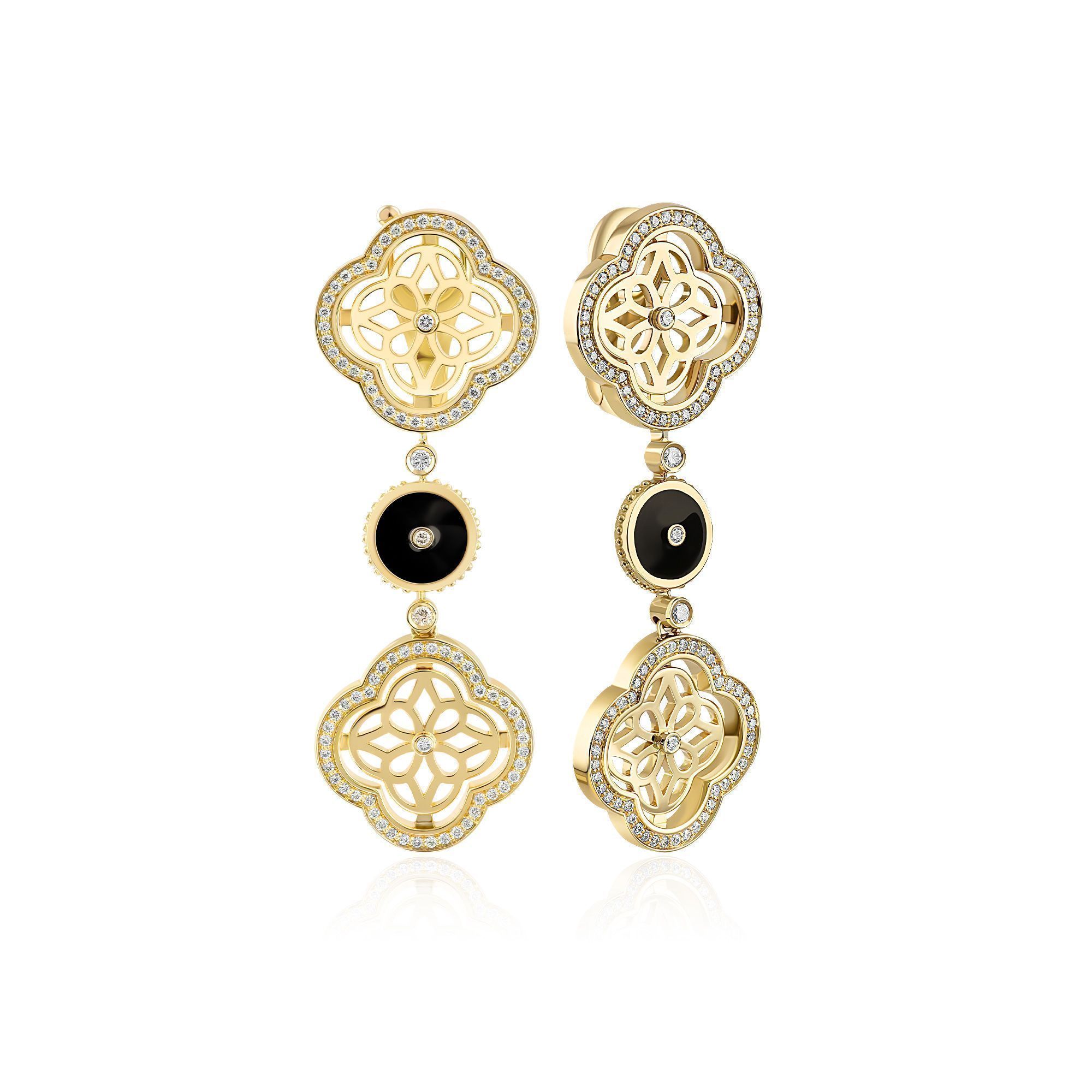 Серьги из желтого золота с бриллиантами