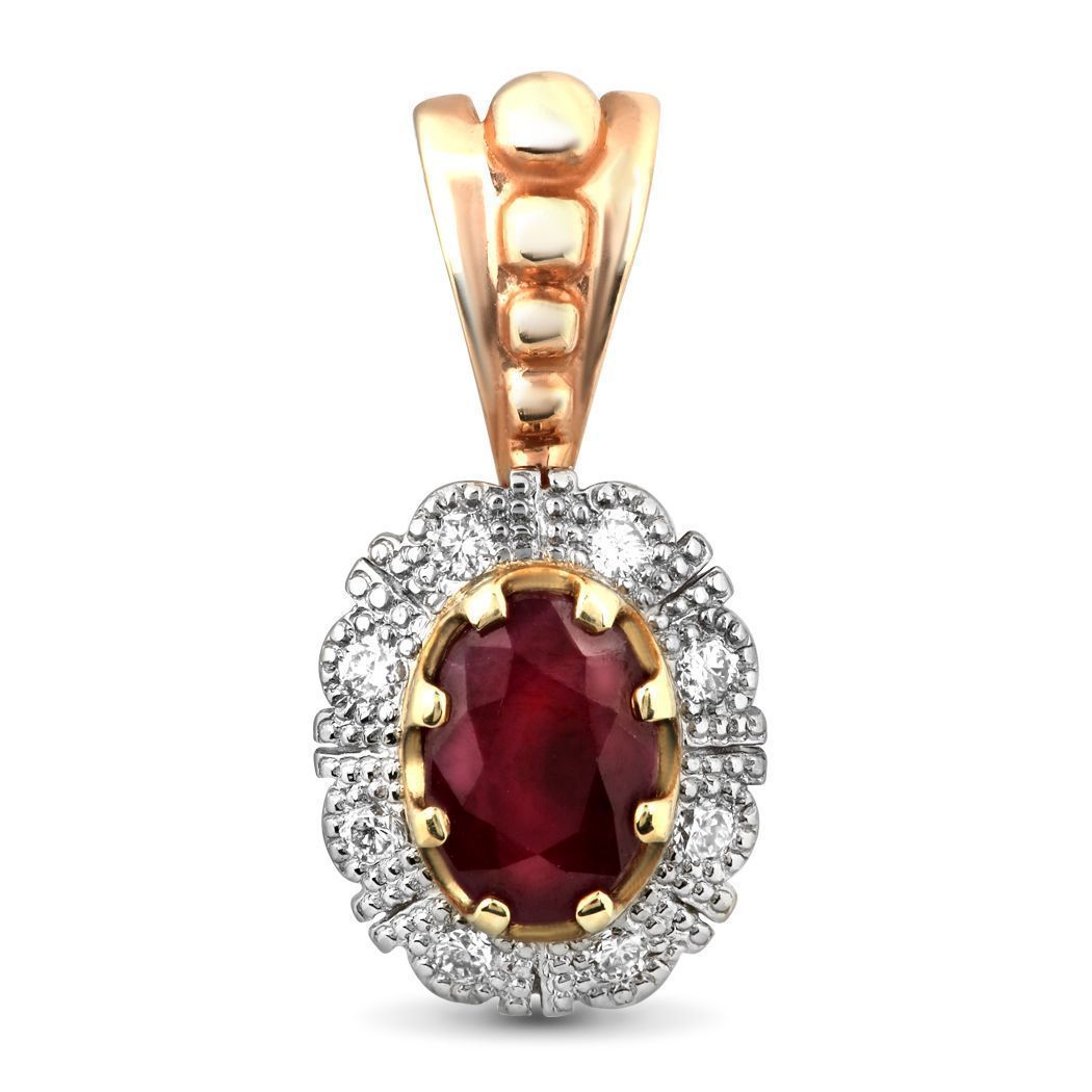 Подвеска из красного золота с бриллиантами и рубином