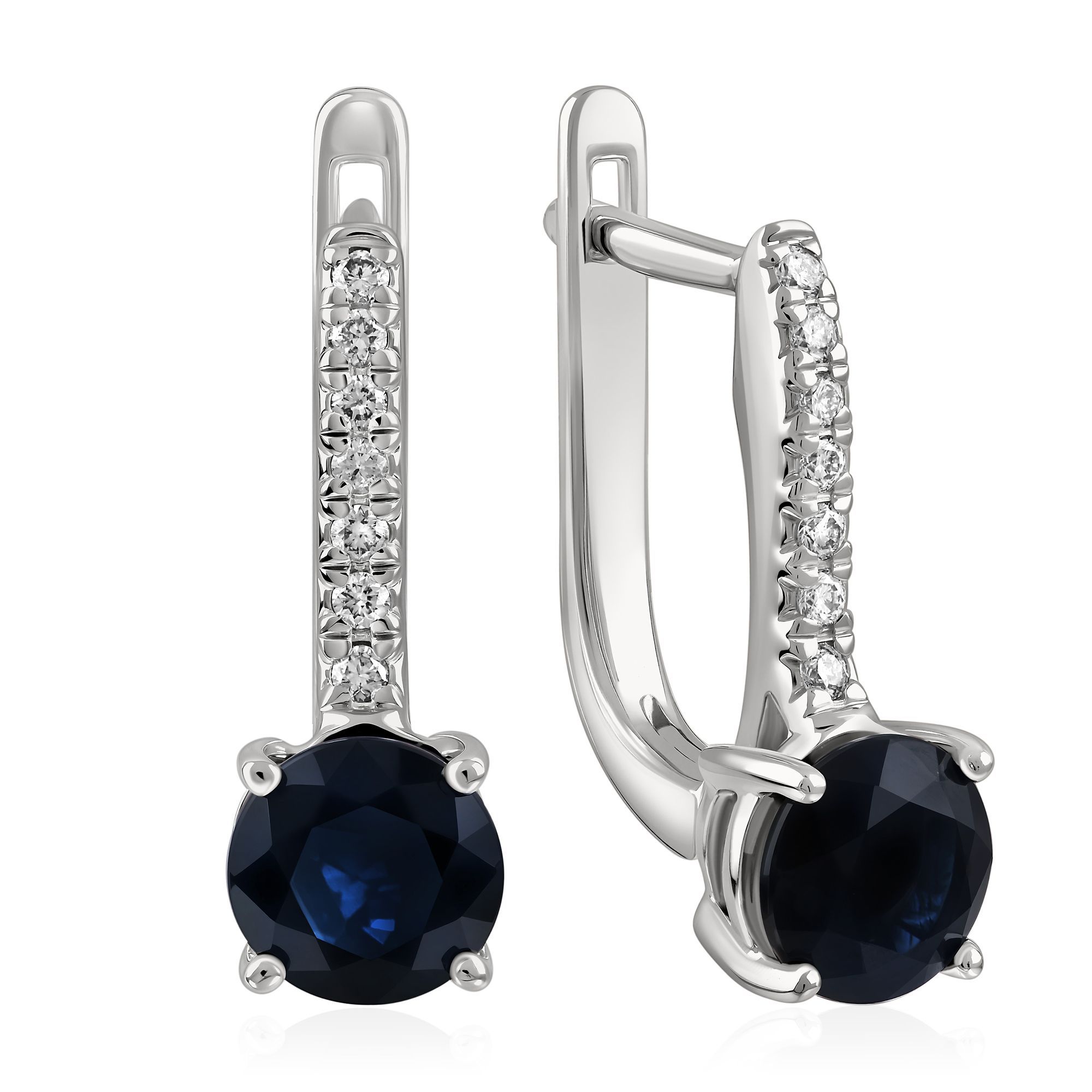 Серьги из белого золота с сапфирами и бриллиантами