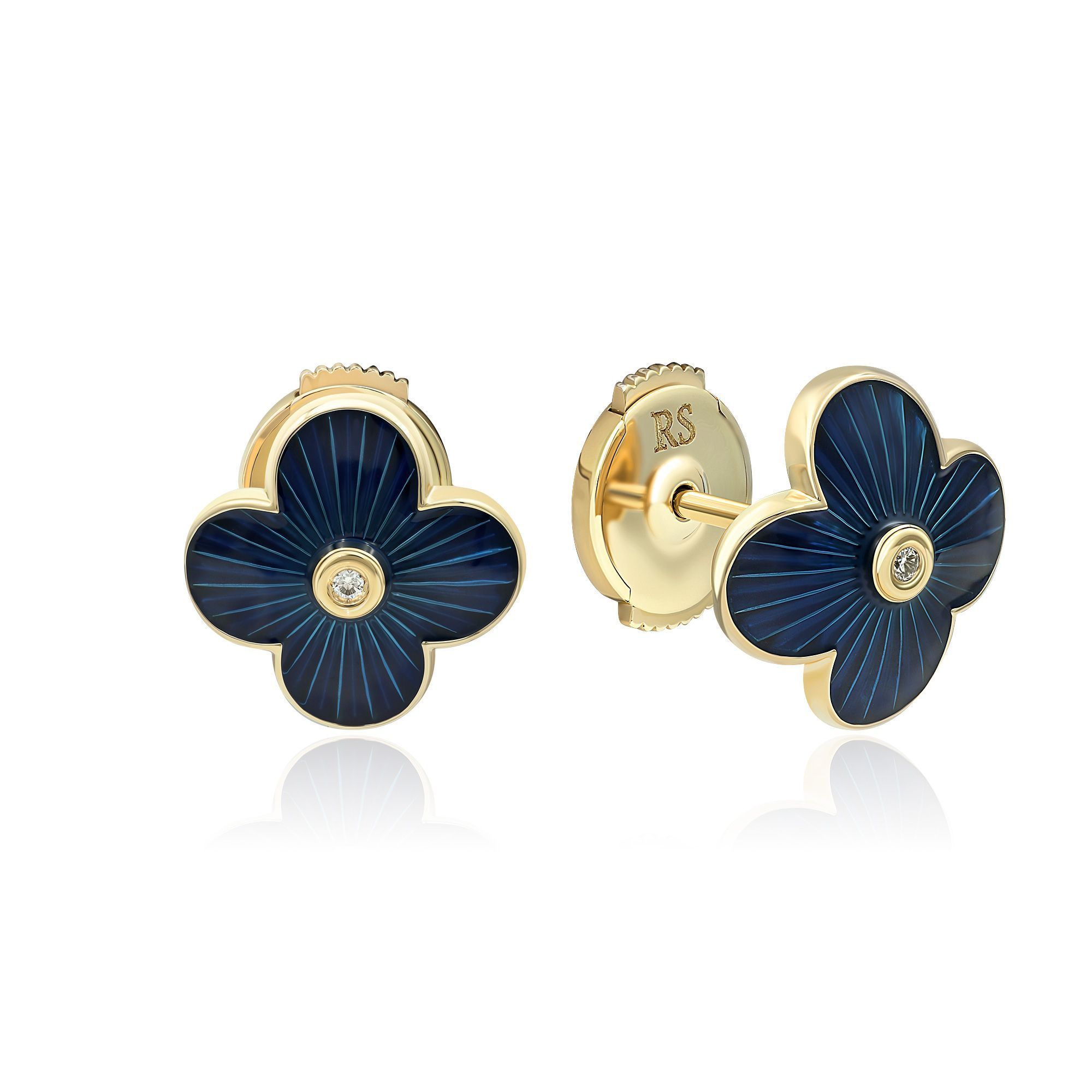 Пусеты из желтого золота с бриллиантами