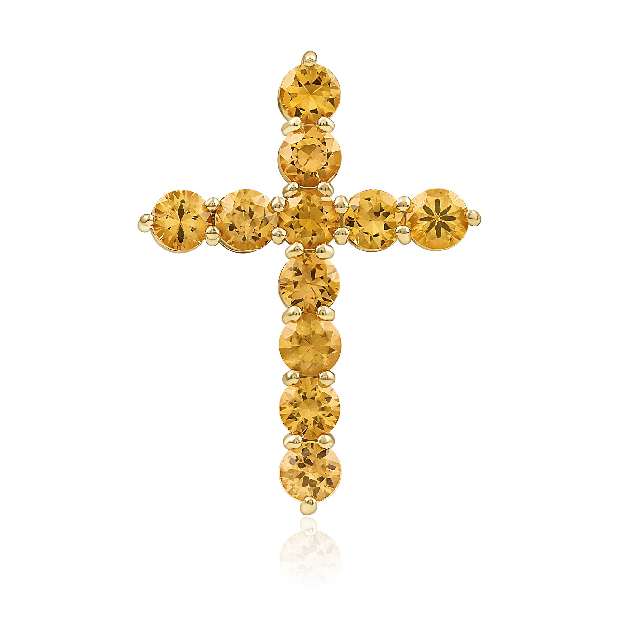 Крест из желтого золота с сапфирами