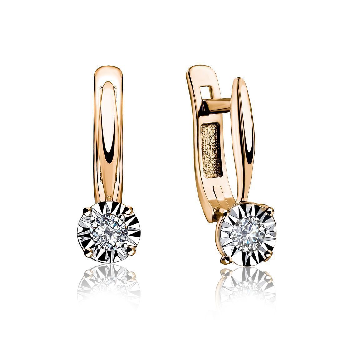 Серьги из красного золота с бриллиантами