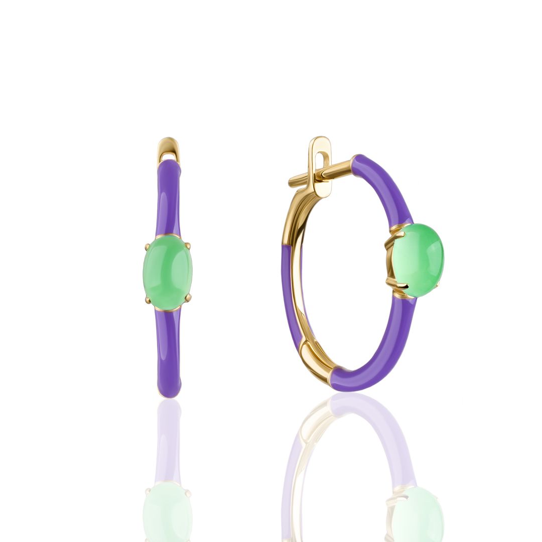 Серьги из жёлтого золота с хризопразом