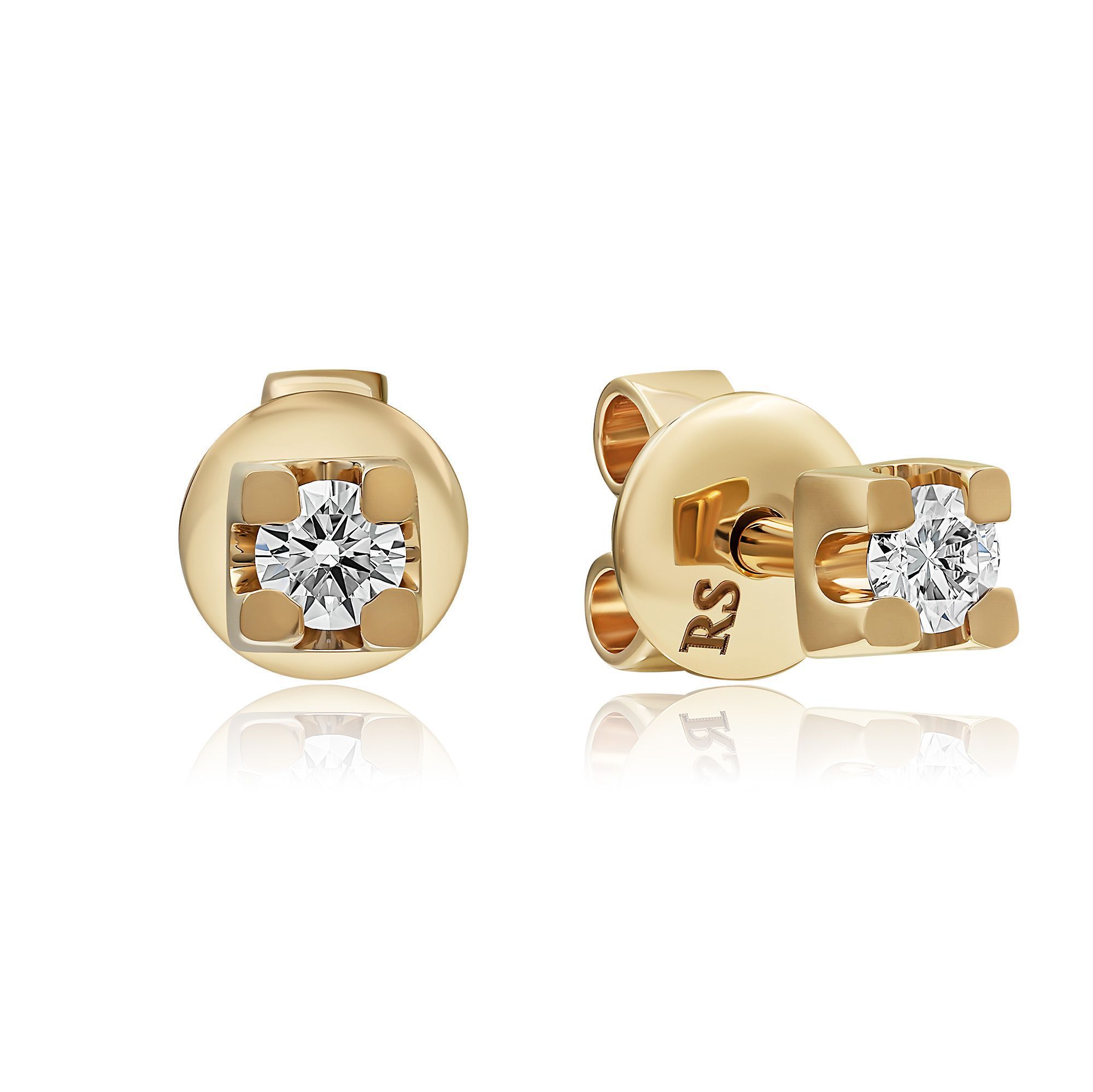 Пусеты из красного золота с бриллиантами