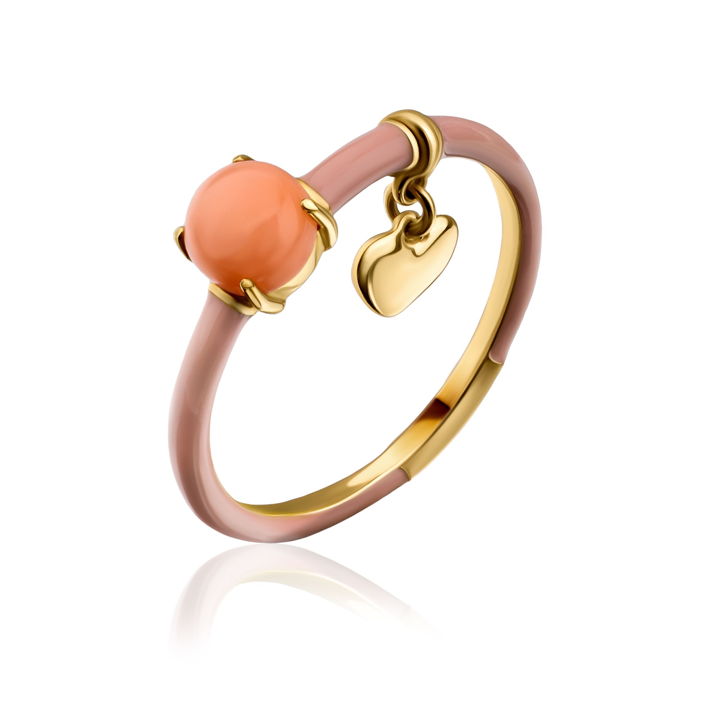 Кольцо из желтого золота с кораллом