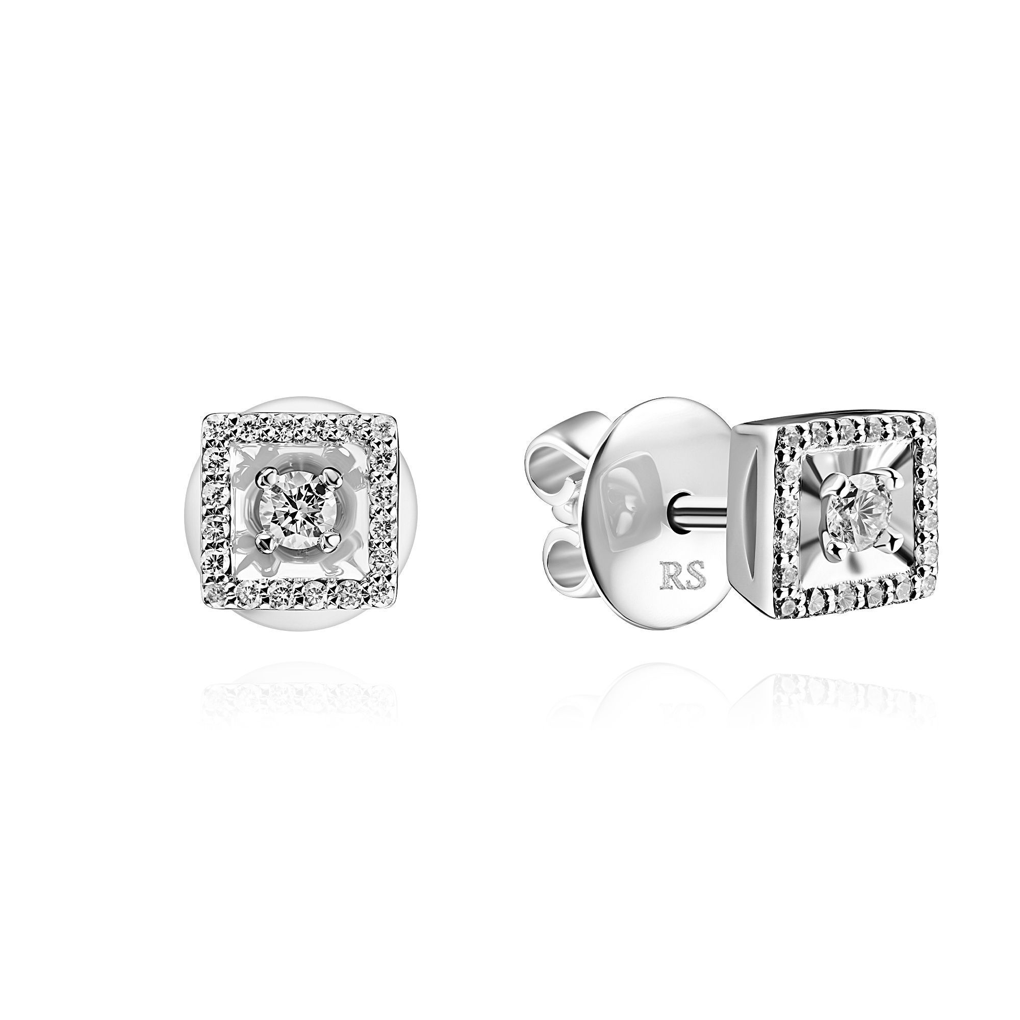 Пусеты из белого золота с бриллиантами