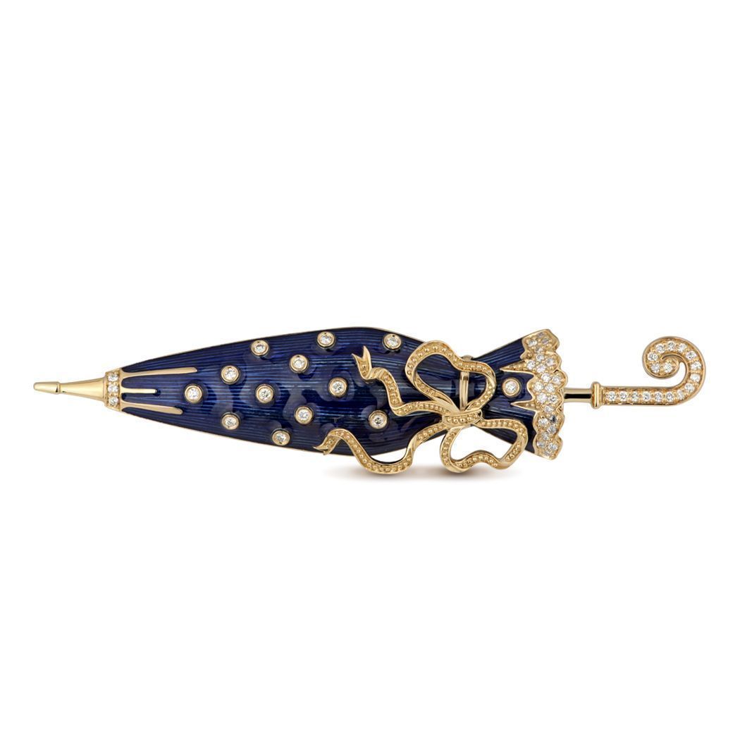 Брошь из желтого золота с бриллиантами