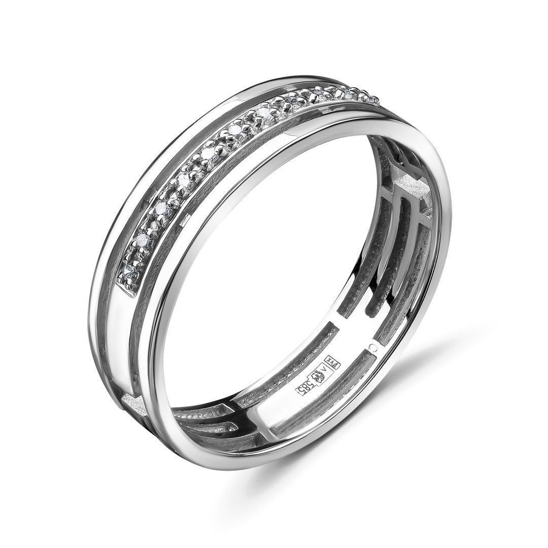 Обручальное кольцо из белого золота с бриллиантами