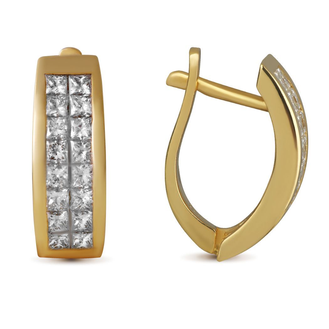 Серьги из желтого золота с бриллиантами