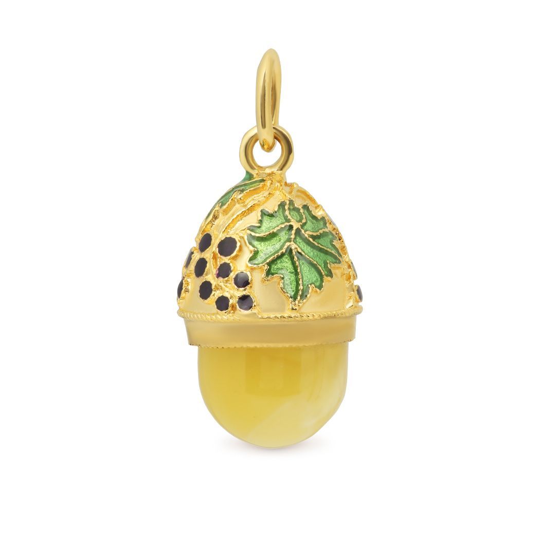 Подвеска яйцо с янтарем