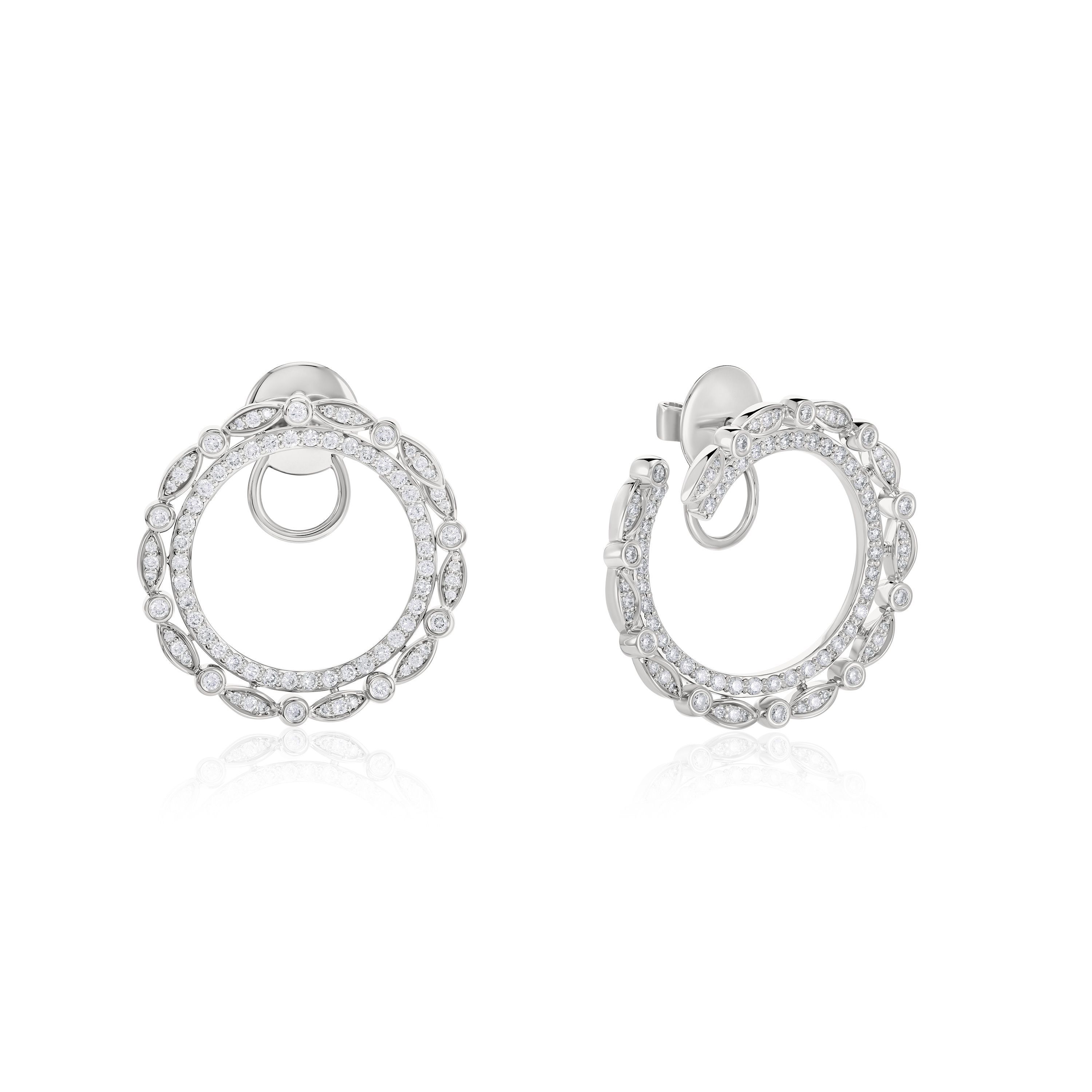 Пусеты из белого золота с бриллиантами