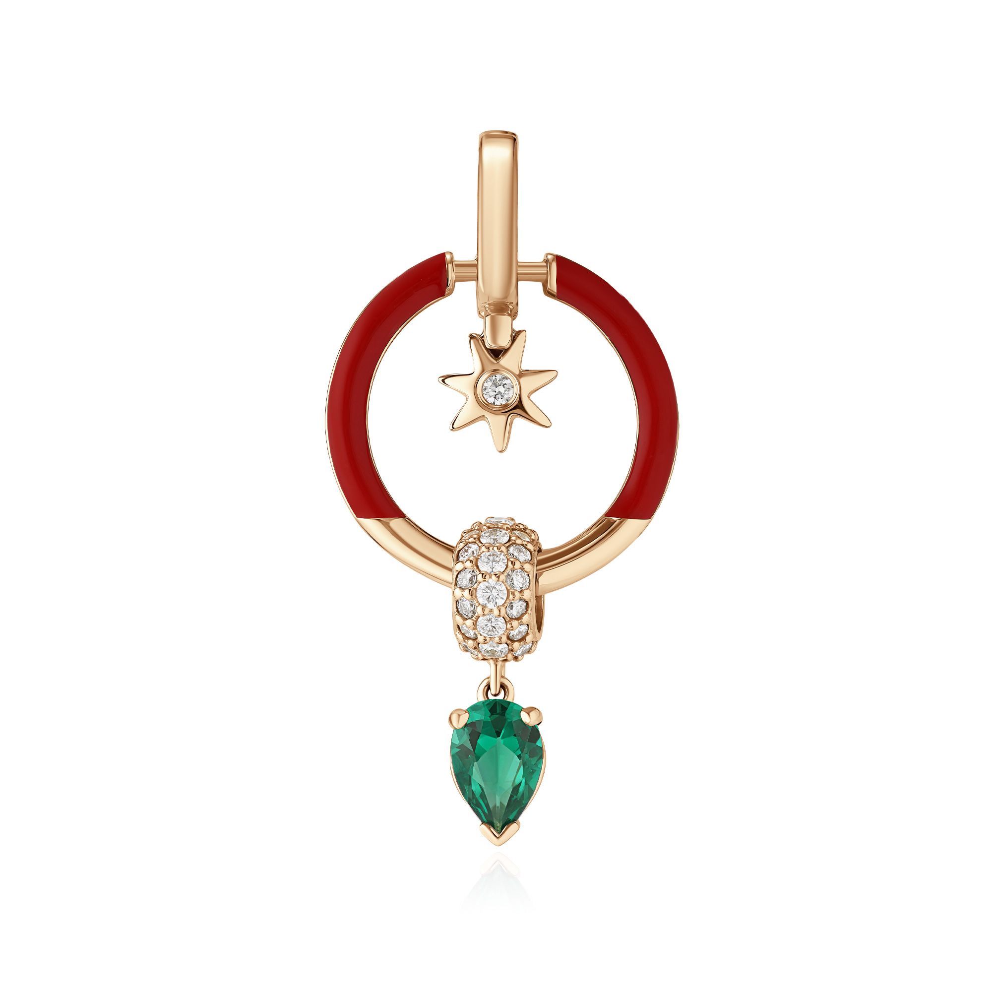 Подвеска из желтого золота с бриллиантами и нанокристаллом