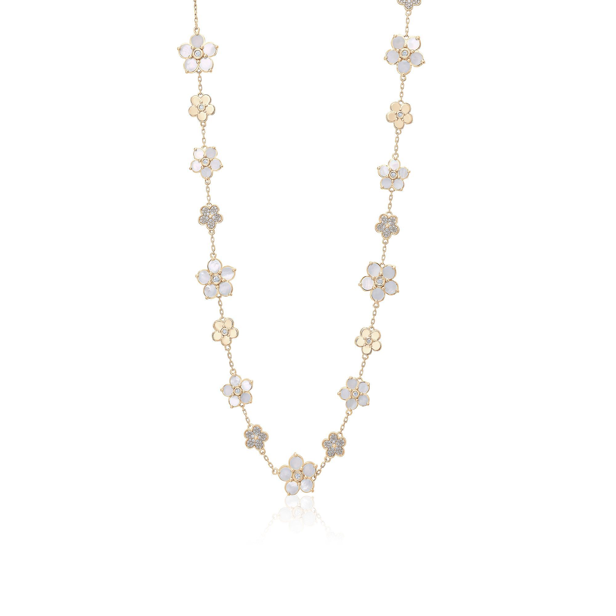 Чокер из желтого золота с перламутром и бриллиантами