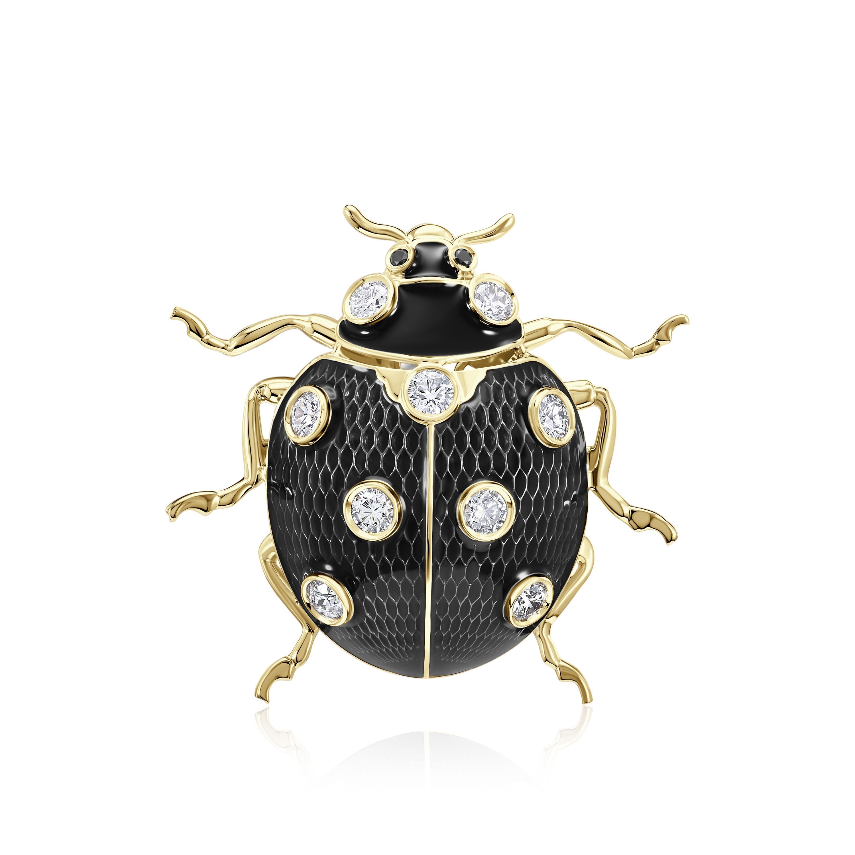 Брошь из желтого золота с бриллиантами