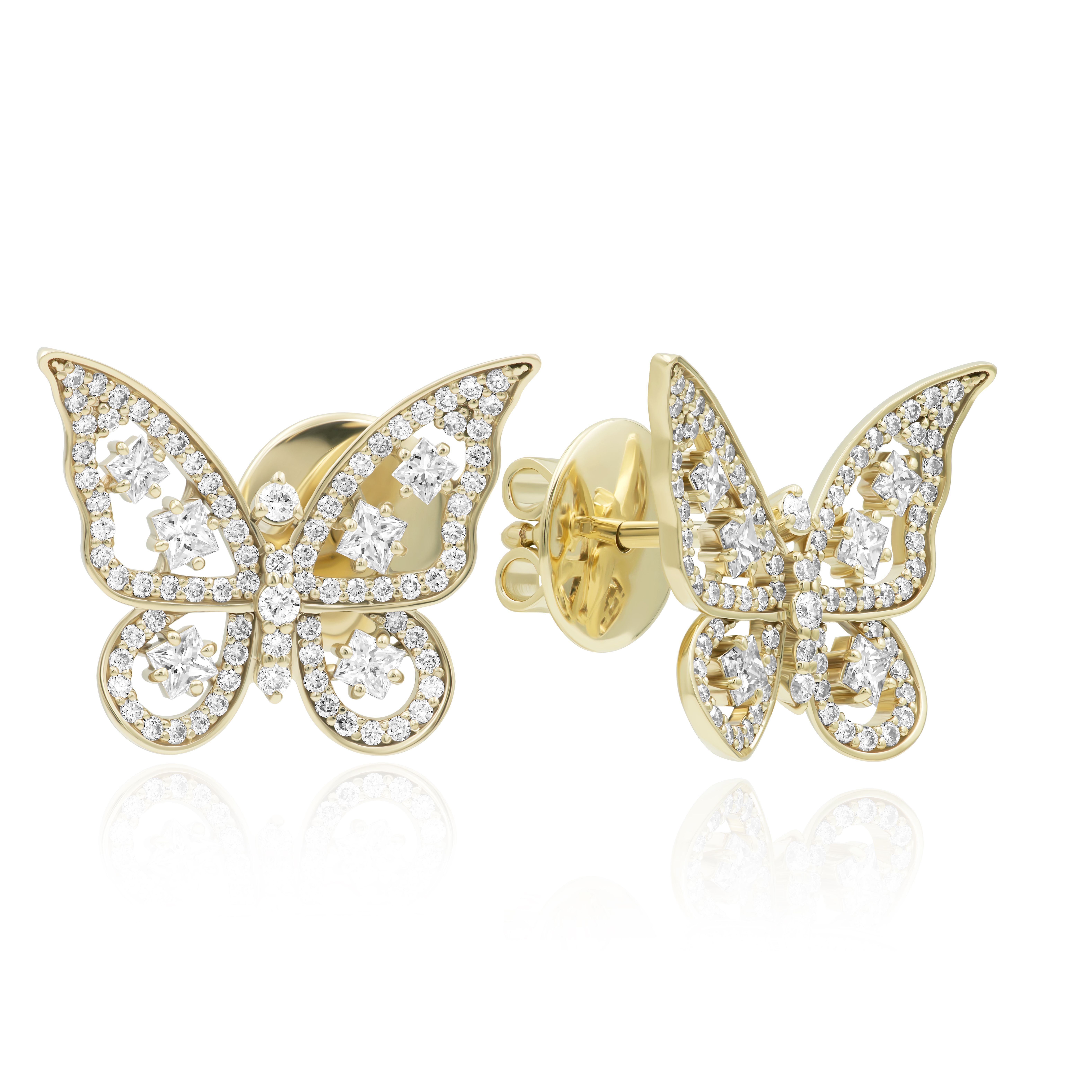 Пусеты из желтого золота с бриллиантами