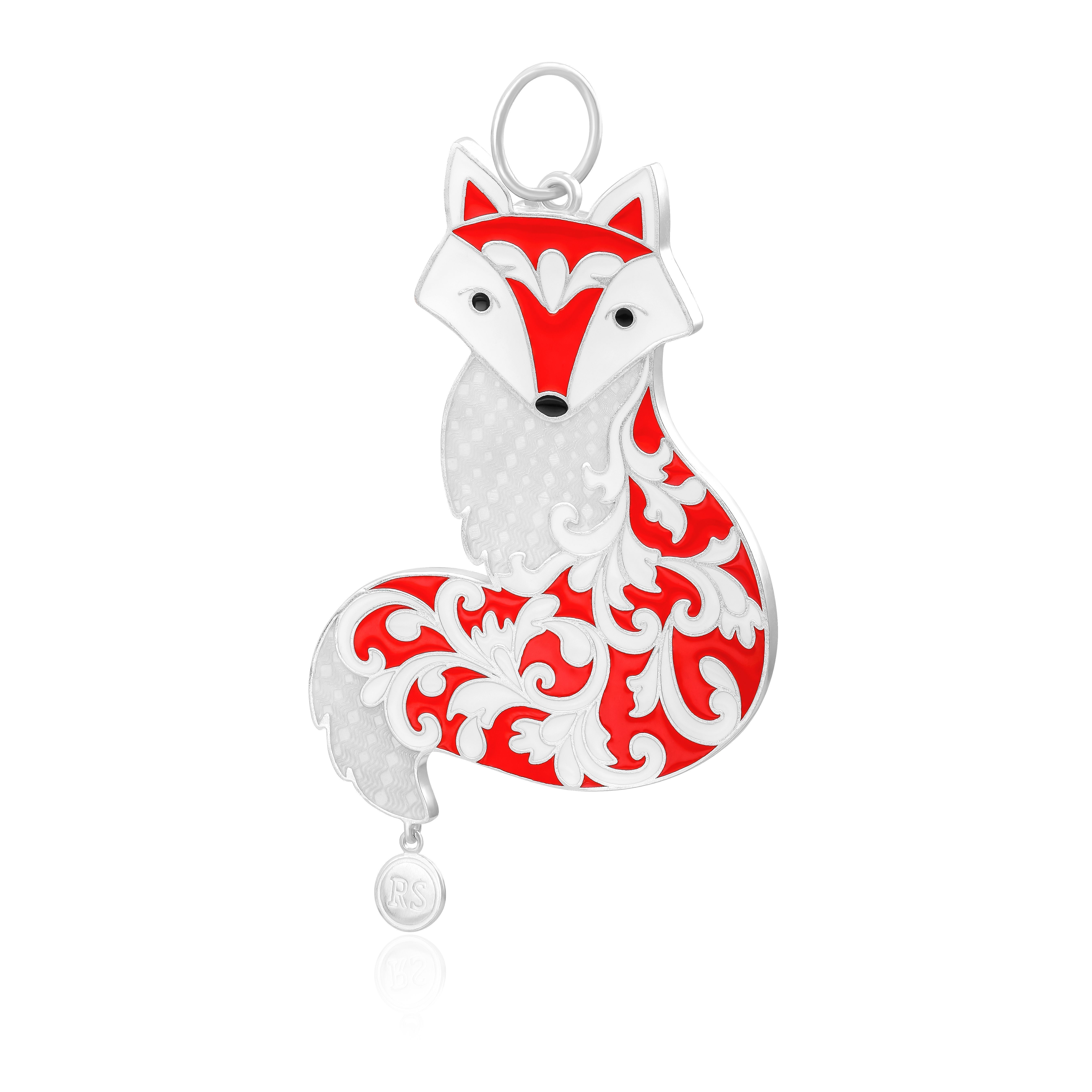 Елочная игрушка «Лисичка» из серебра 