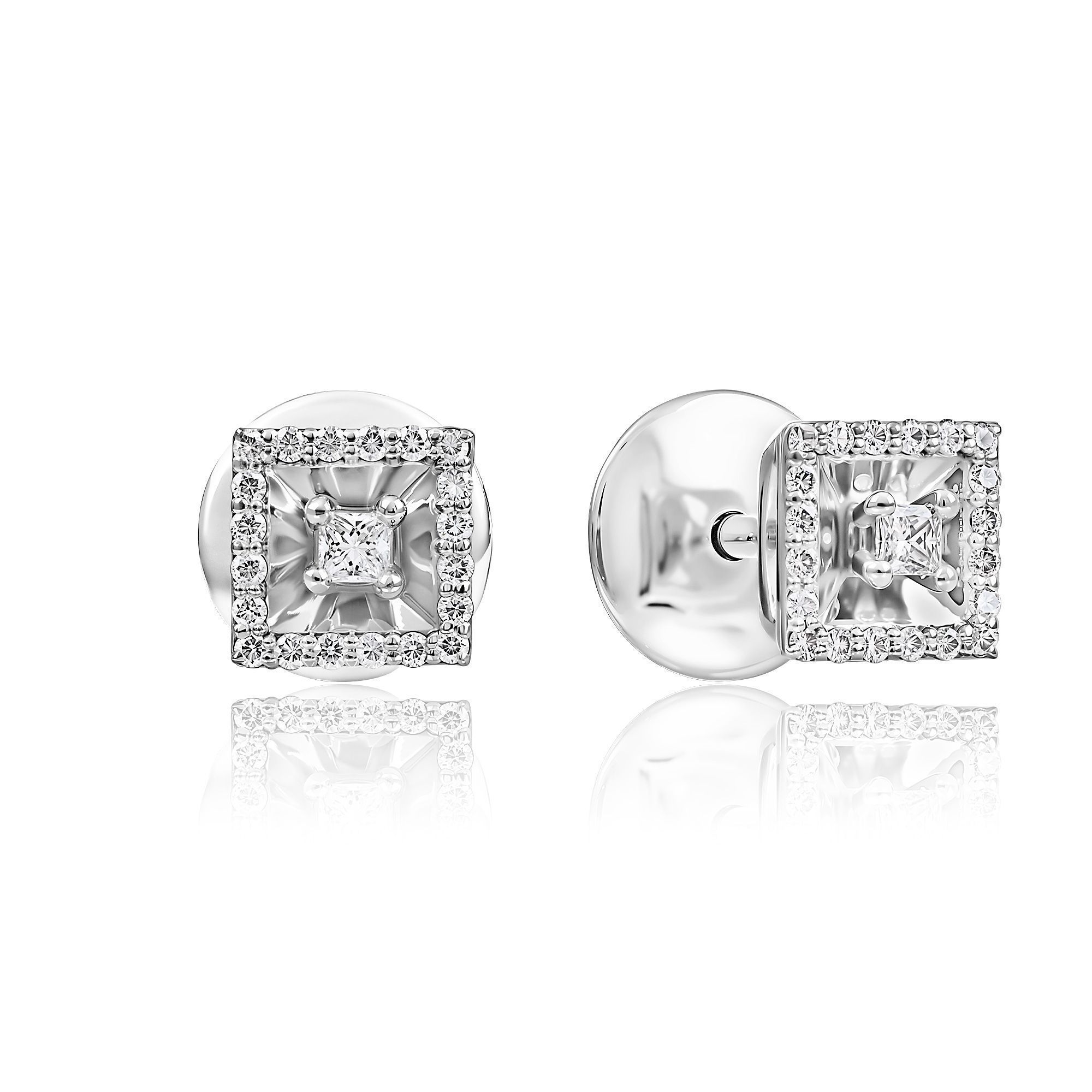 Пусеты из белого золота с бриллиантами