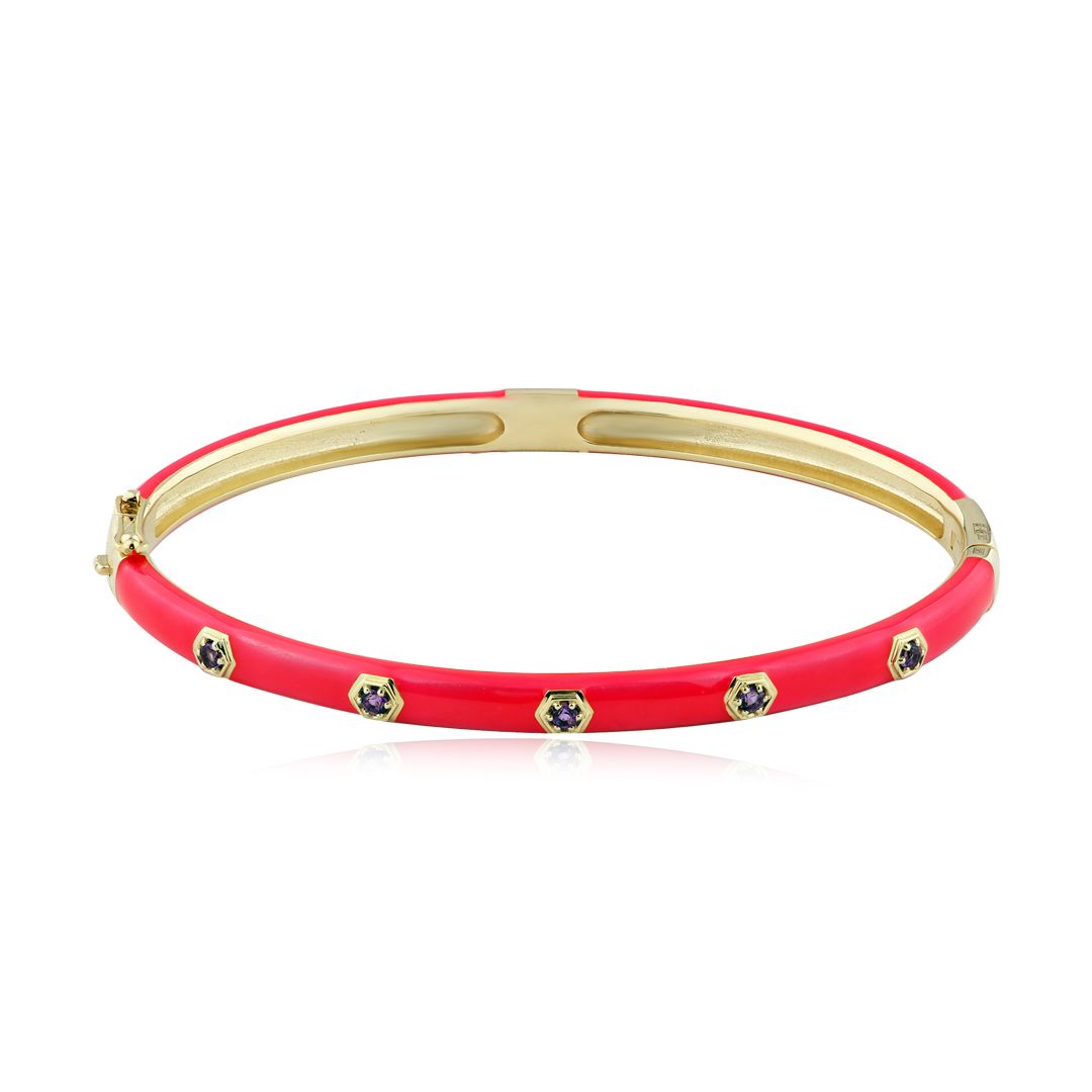 Браслет из желтого золота с аметистами