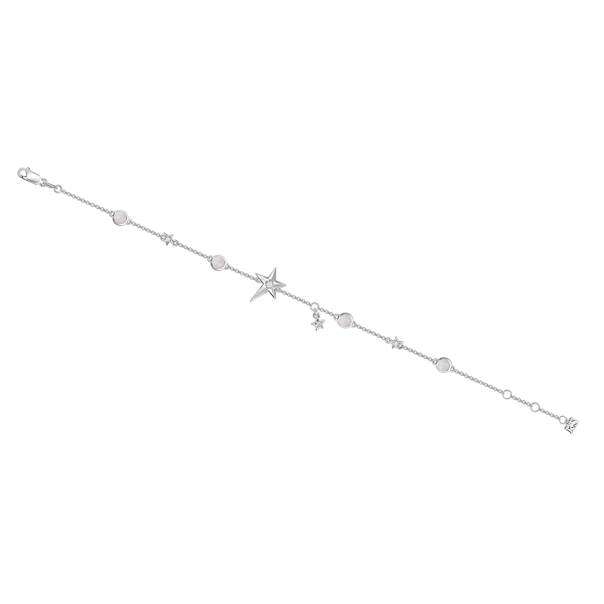 Браслет из белого золота с лунным камнем и бриллиантами