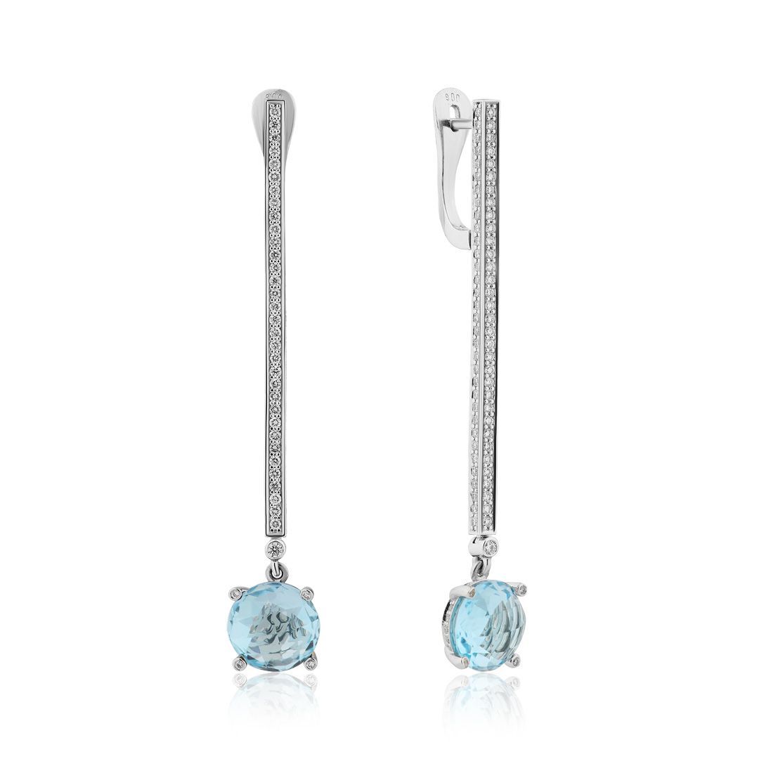 Серьги из белого золота с бриллиантами и топазами 8.25 ct
