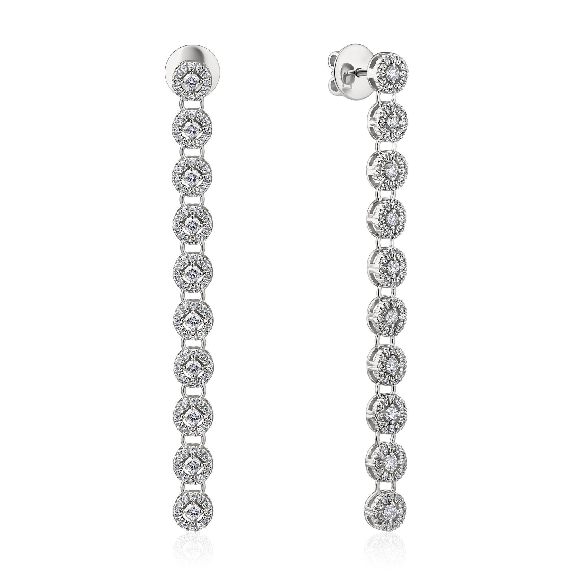 Пусеты из белого золота с бриллиантами