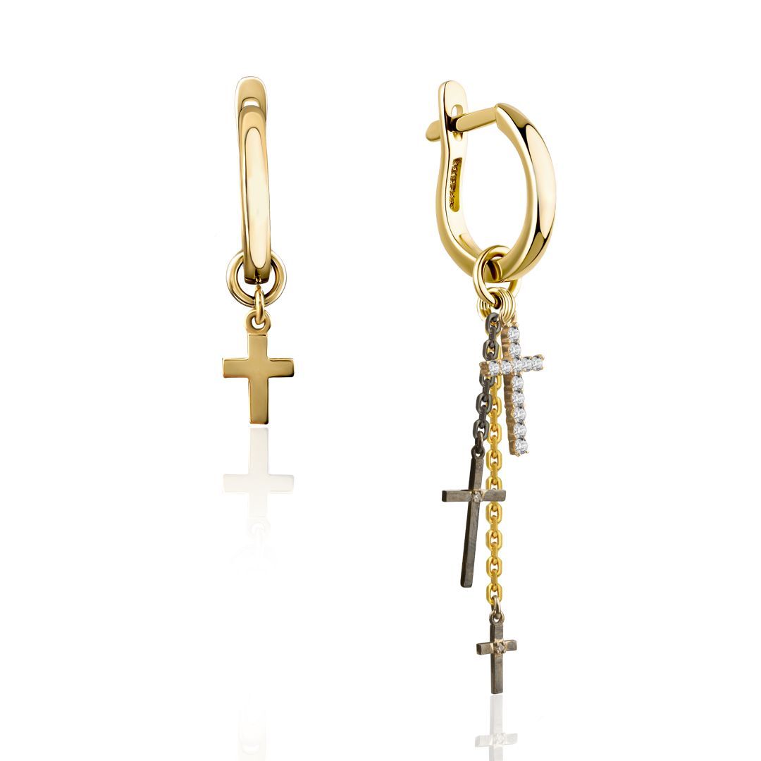 Серьги из желтого золота с бриллиантами