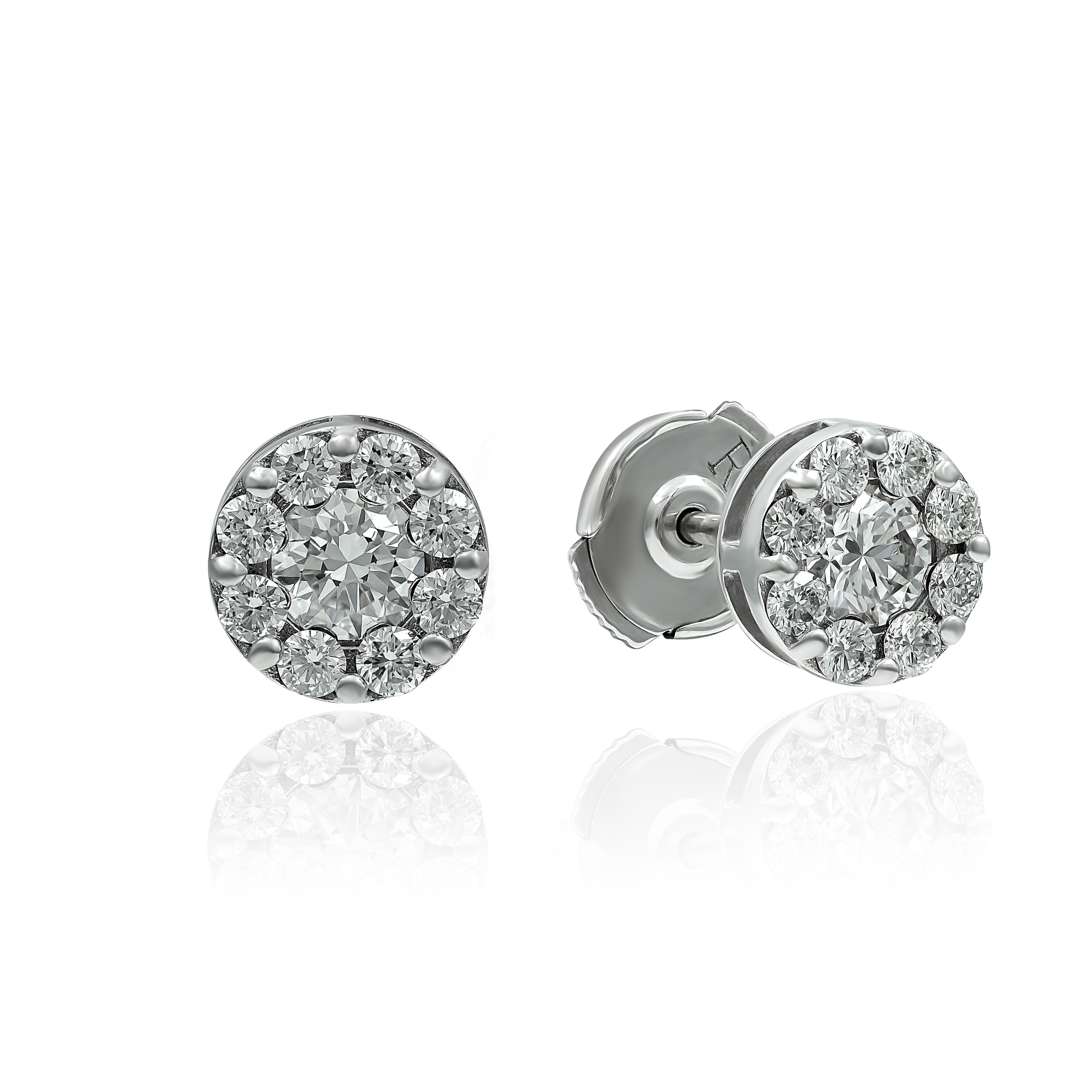 Пусеты из белого золота с бриллиантами