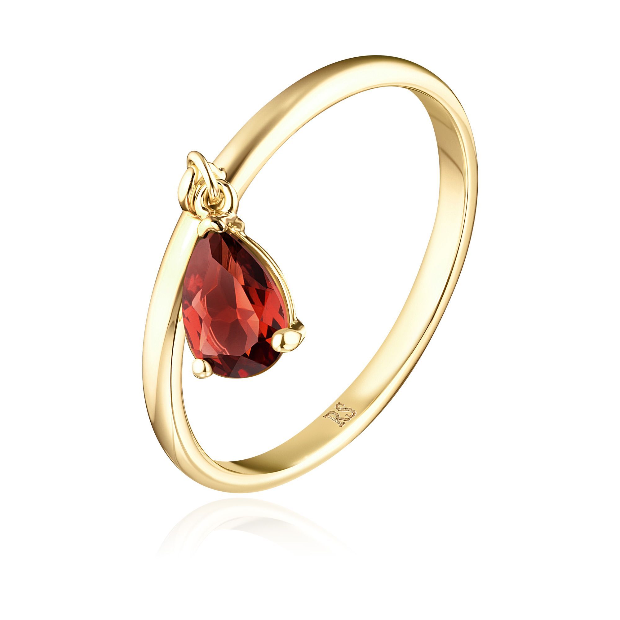 Кольцо из желтого золота с гранатом