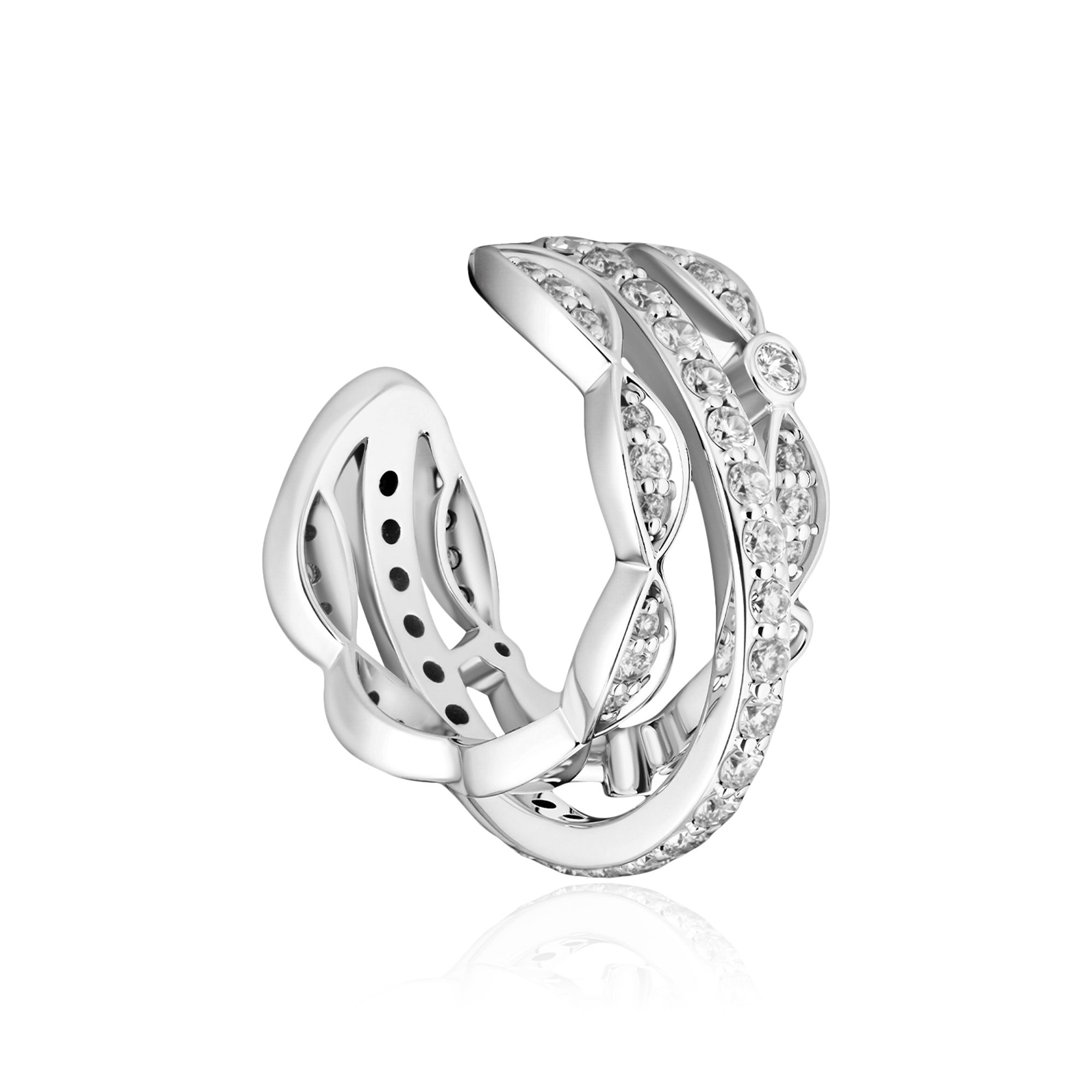 Серьга кафф из белого золота с бриллиантами