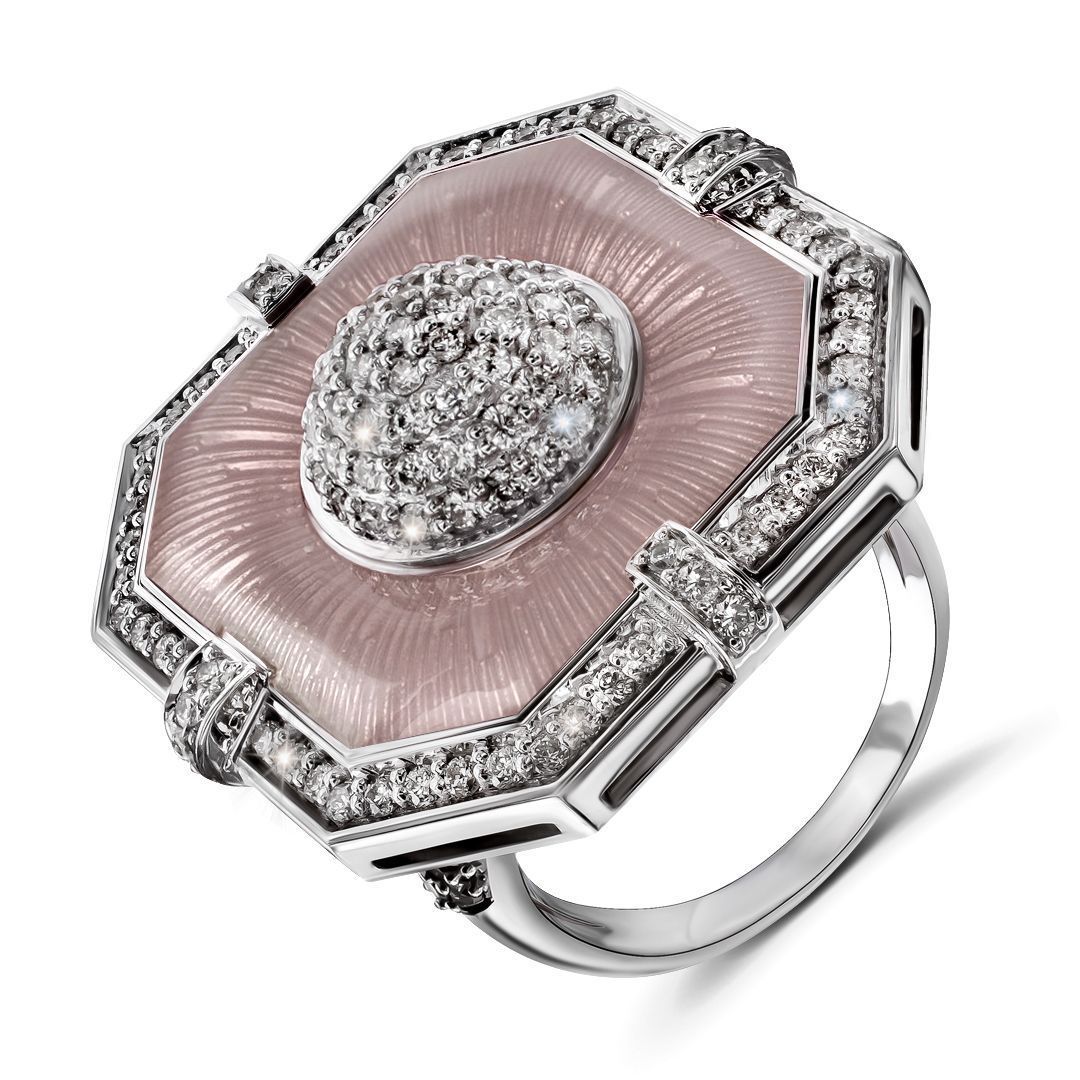 Кольцо «Pillow» из белого золота с бриллиантами