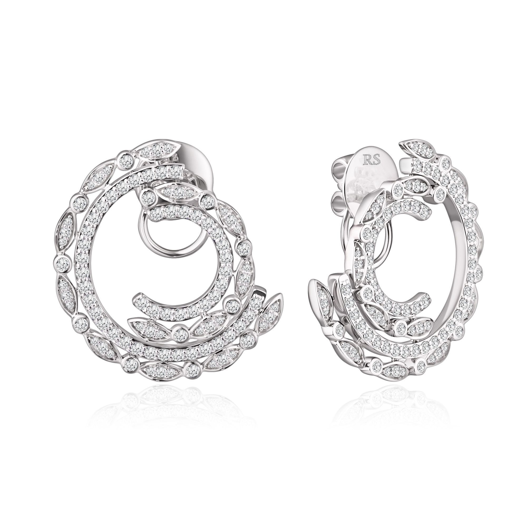 Пусеты из белого золота с бриллиантами