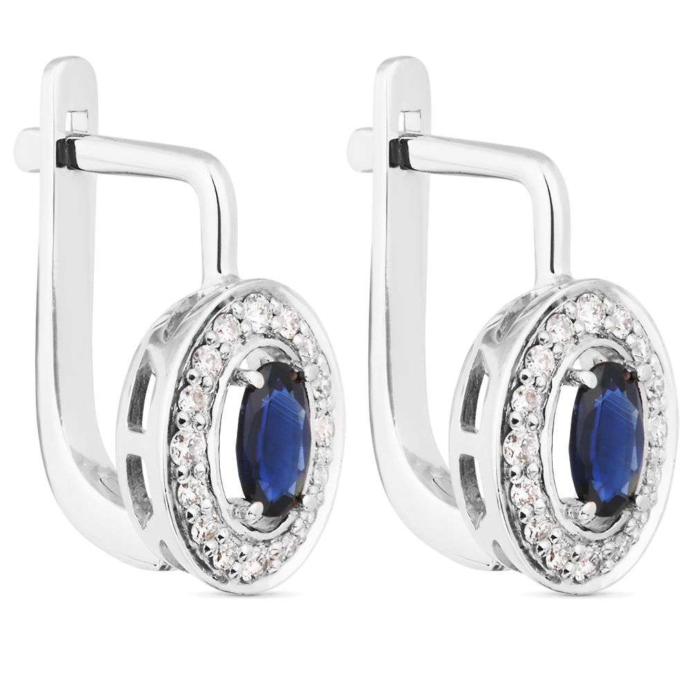 Серьги из белого золота с сапфирами и бриллиантами