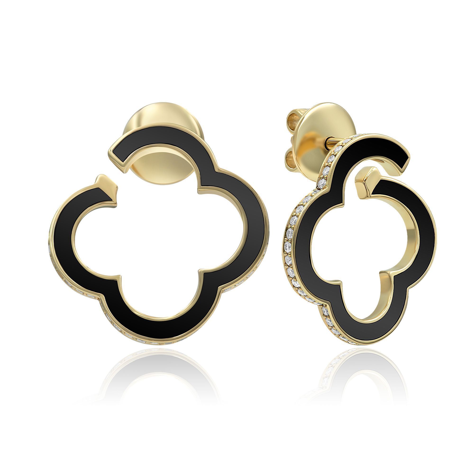 Пусеты из желтого золота с бриллиантами