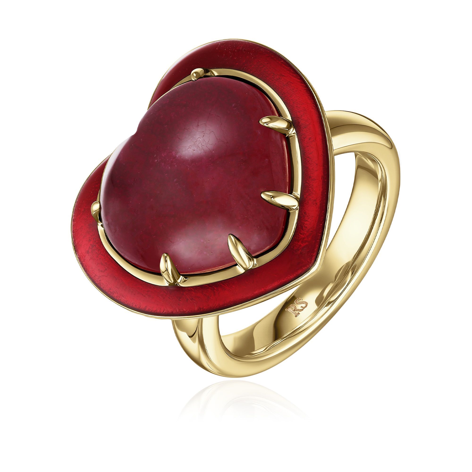 Кольцо из желтого золота с рубином 16.26 ct и бриллиантом